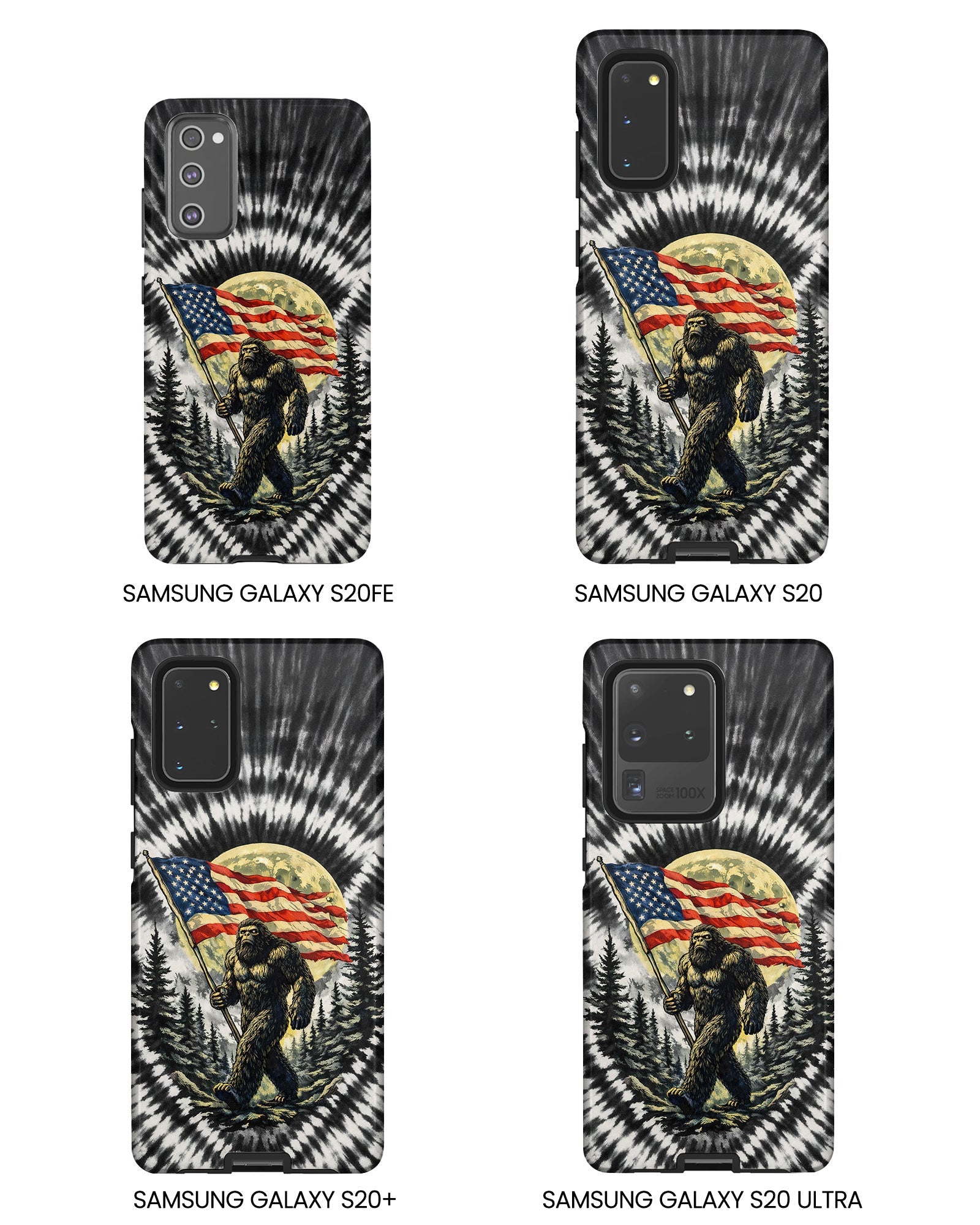 BIGFOOT WITH FLAG MOON SWIRL PHONE CASE  - TLNT0805261