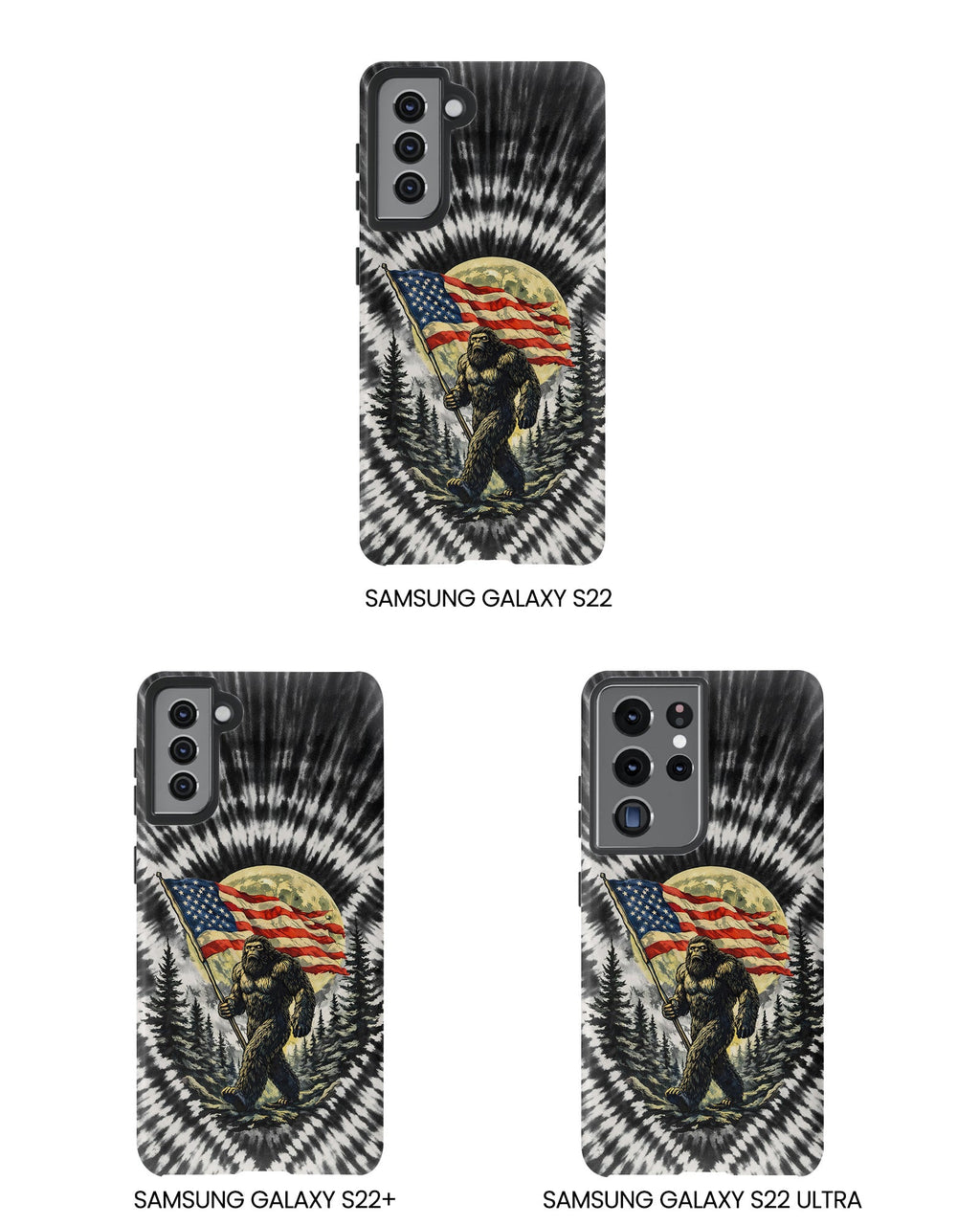 BIGFOOT WITH FLAG MOON SWIRL PHONE CASE  - TLNT0805261