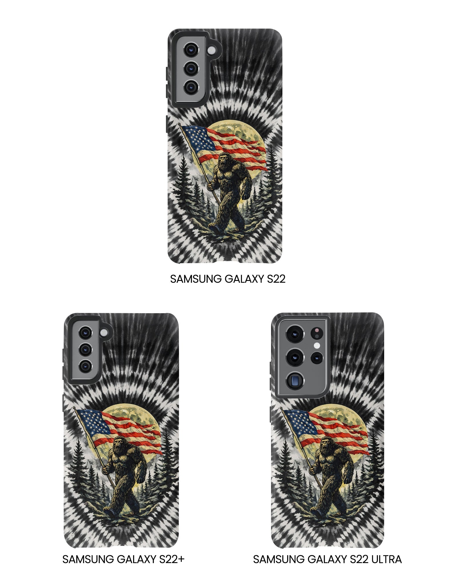 BIGFOOT WITH FLAG MOON SWIRL PHONE CASE  - TLNT0805261