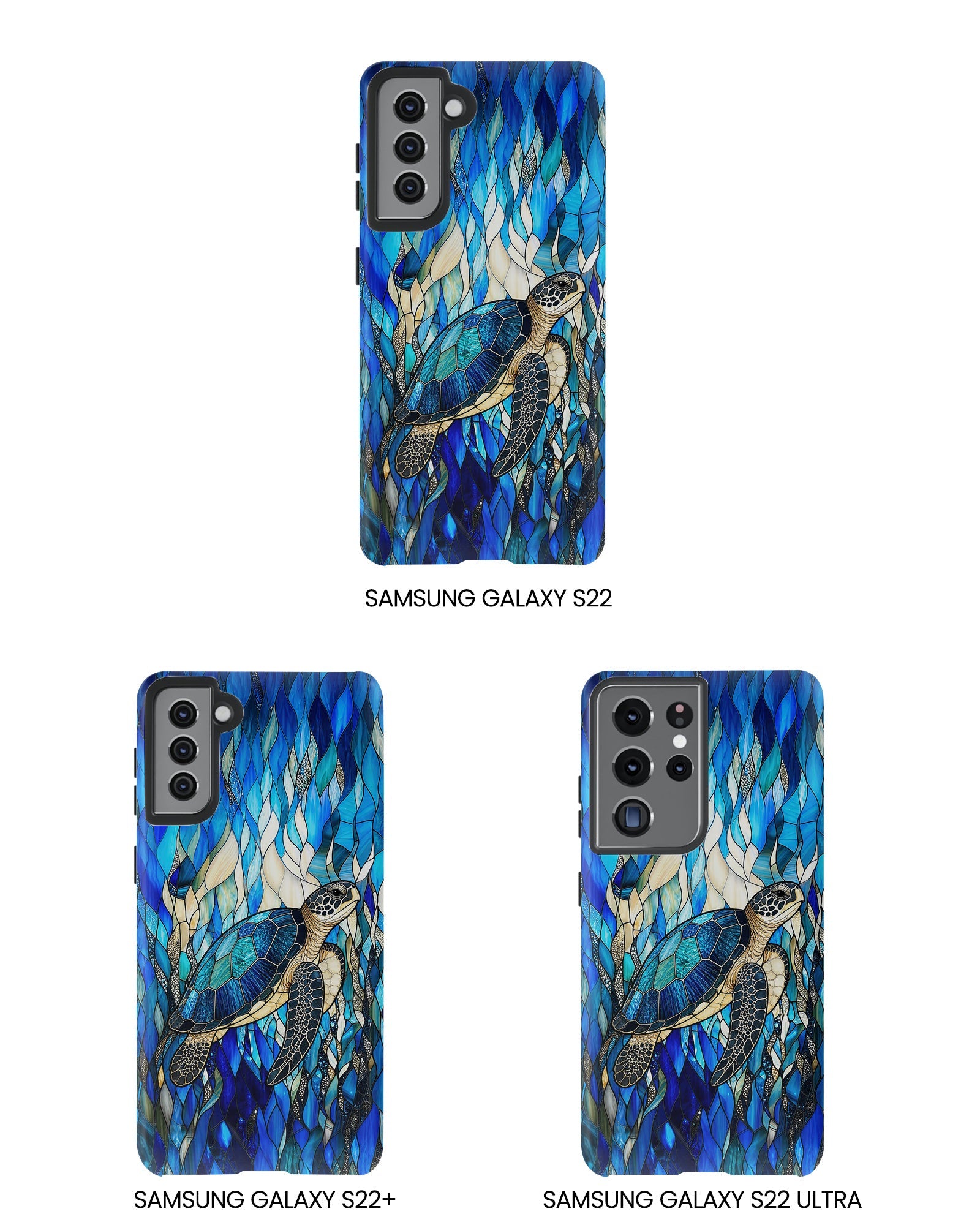 SEA TURTLE SWIMMING STAINED GLASS PHONE CASE  - TLNT0505261