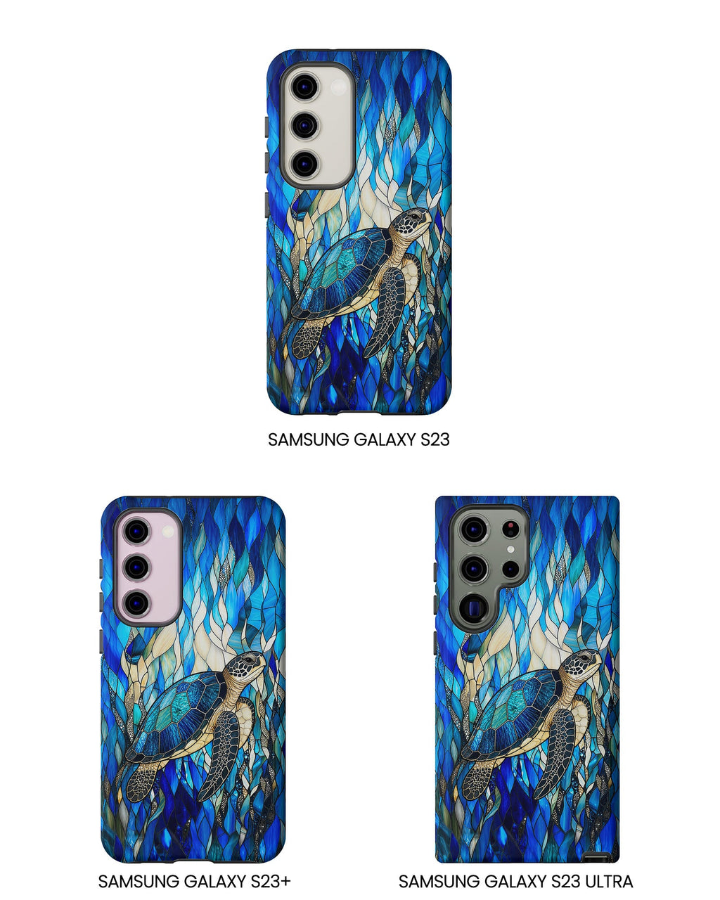 SEA TURTLE SWIMMING STAINED GLASS PHONE CASE  - TLNT0505261