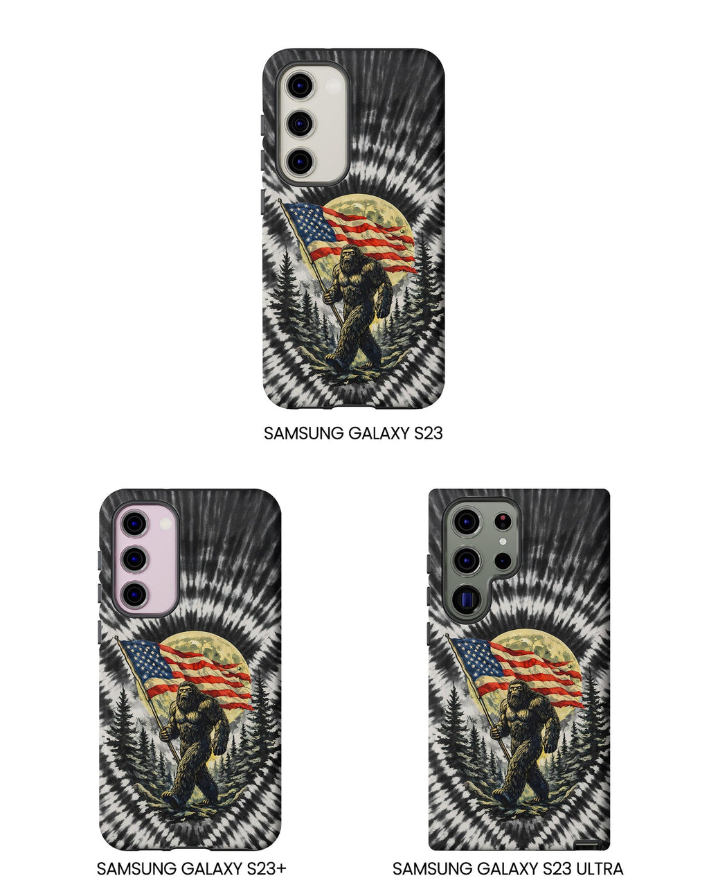 BIGFOOT WITH FLAG MOON SWIRL PHONE CASE  - TLNT0805261