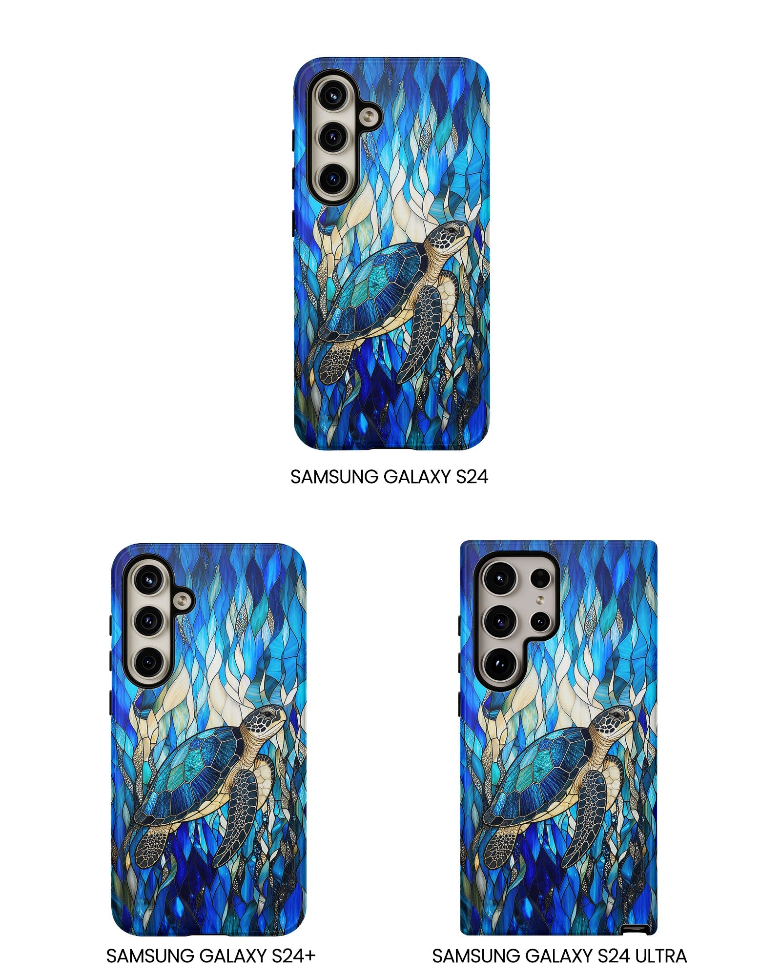 SEA TURTLE SWIMMING STAINED GLASS PHONE CASE  - TLNT0505261
