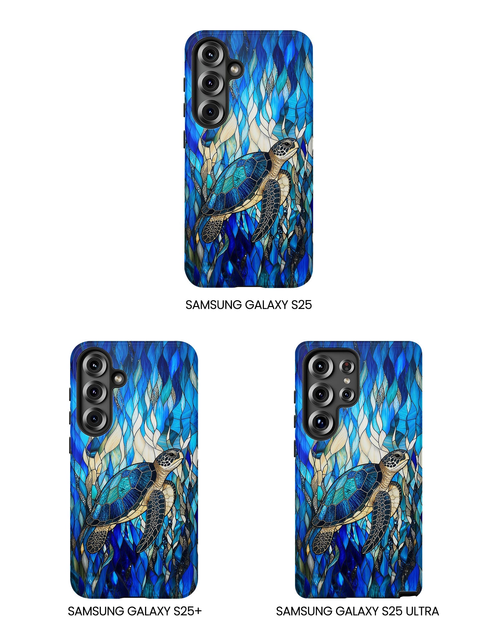 SEA TURTLE SWIMMING STAINED GLASS PHONE CASE  - TLNT0505261