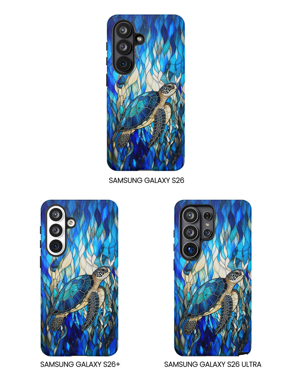 SEA TURTLE SWIMMING STAINED GLASS PHONE CASE  - TLNT0505261