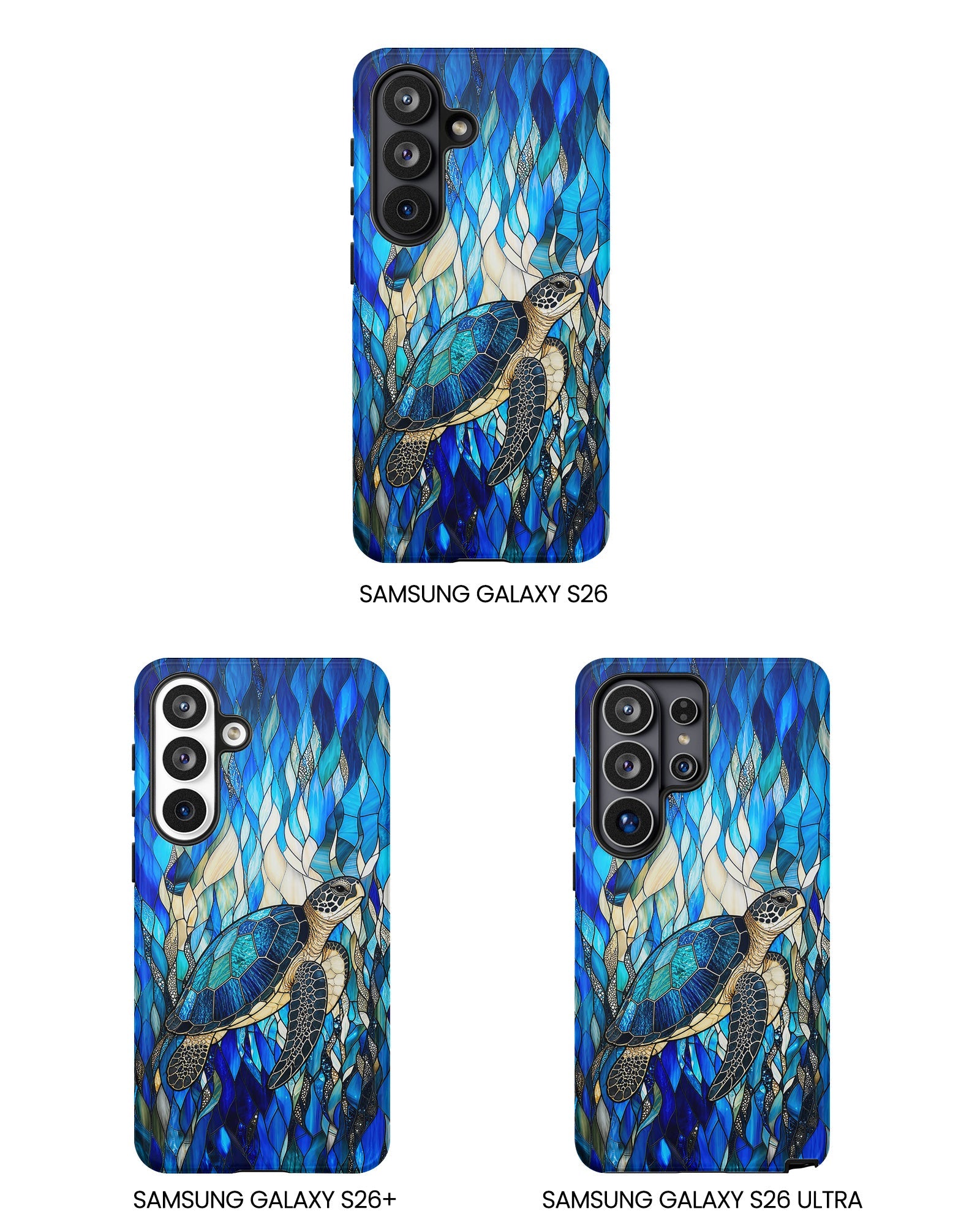 SEA TURTLE SWIMMING STAINED GLASS PHONE CASE  - TLNT0505261