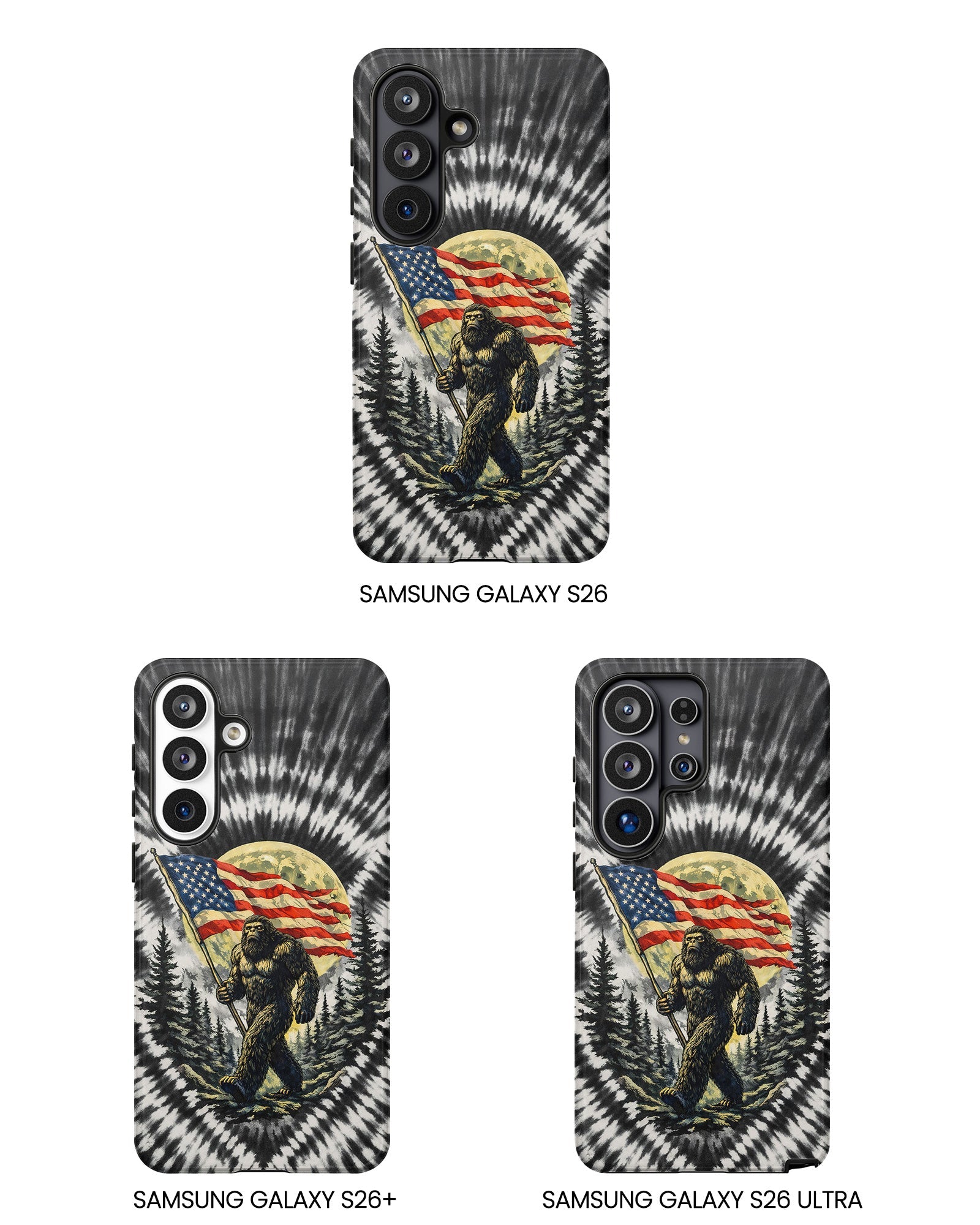 BIGFOOT WITH FLAG MOON SWIRL PHONE CASE  - TLNT0805261