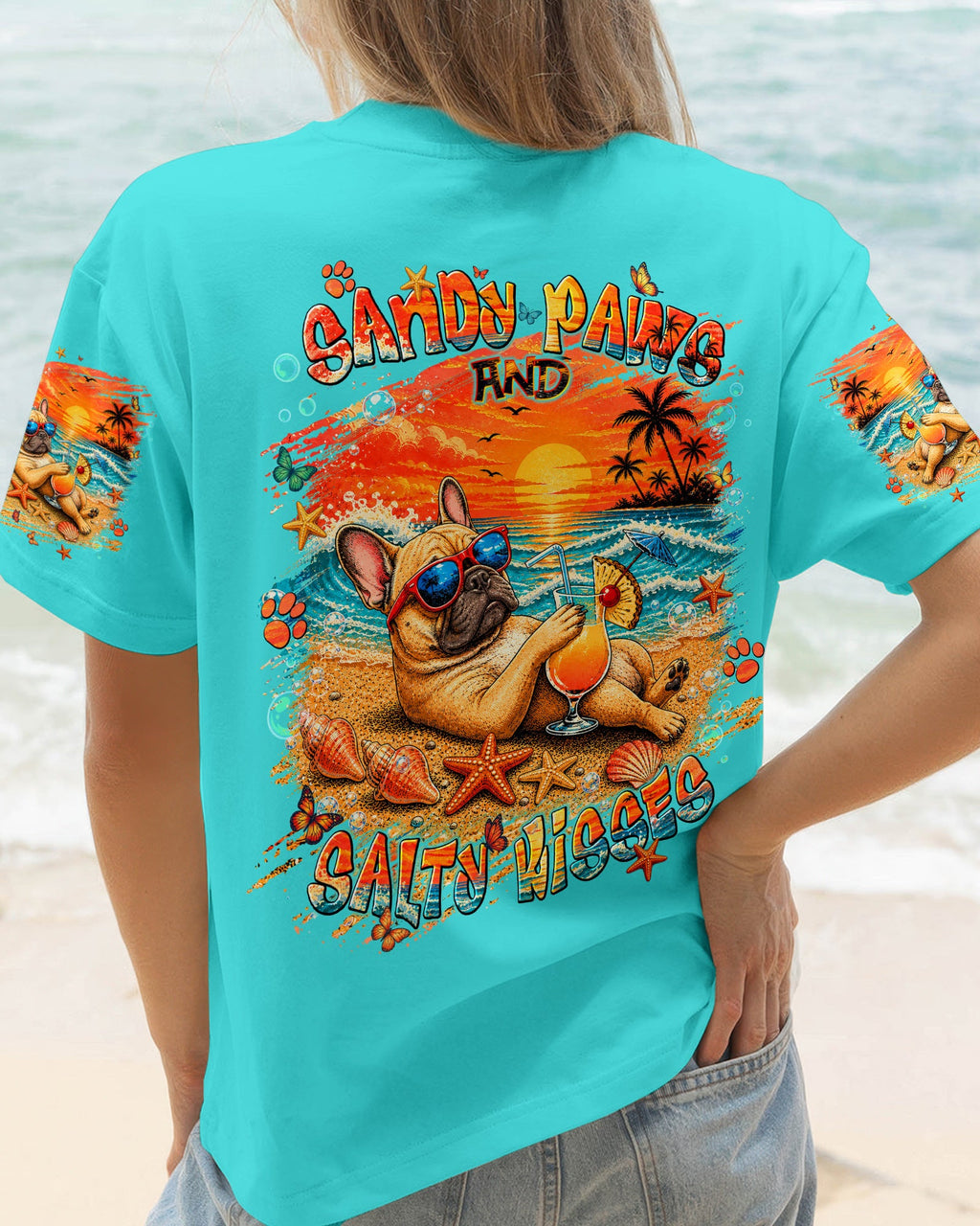 SANDY PAWS AND SALTY KISSES FRENCH BULLDOG ALL OVER PRINT - TLNT1505262