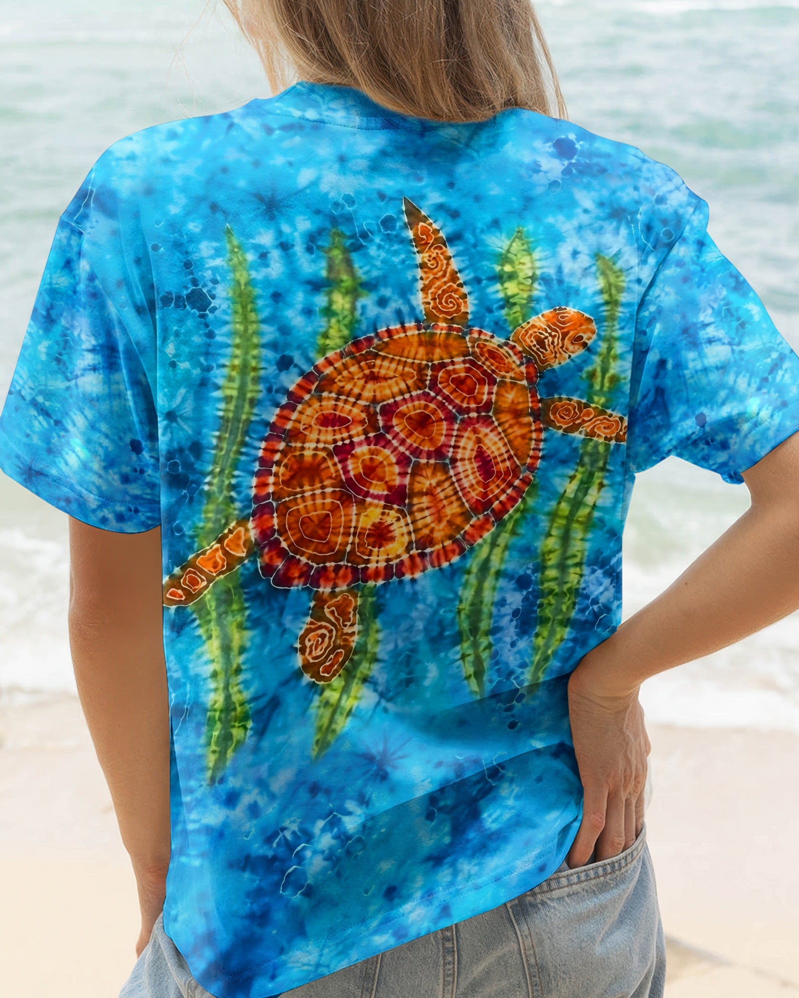 SEA TURTLE AND SEAWEED ALL OVER PRINT  - TLHG1604262