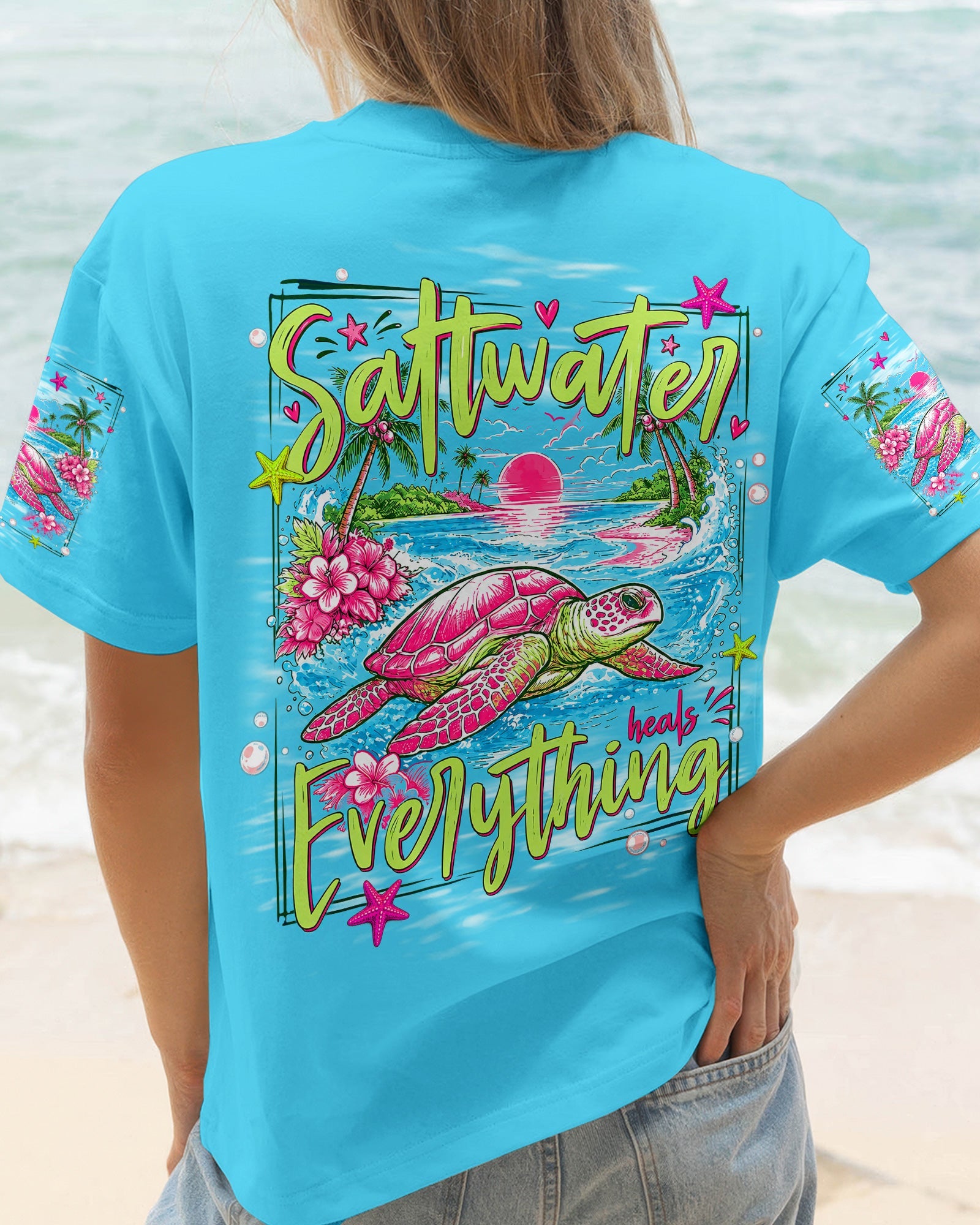 SALTWATER HEALS EVERYTHING TURTLE ALL OVER PRINT  - TLNT1107261
