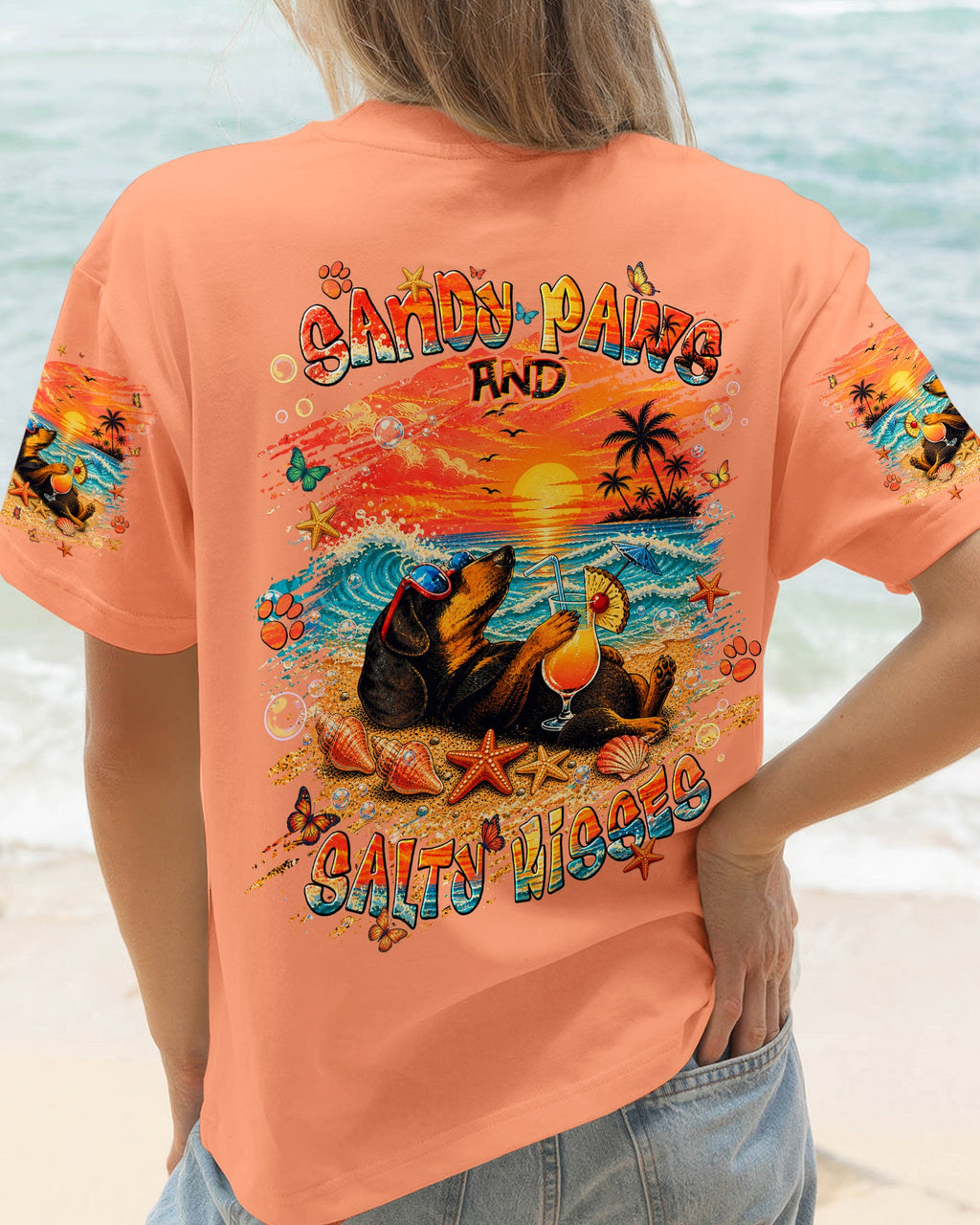 SANDY PAWS AND SALTY KISSES DACHSHUND DOG  ALL OVER PRINT  - TLNT0605263