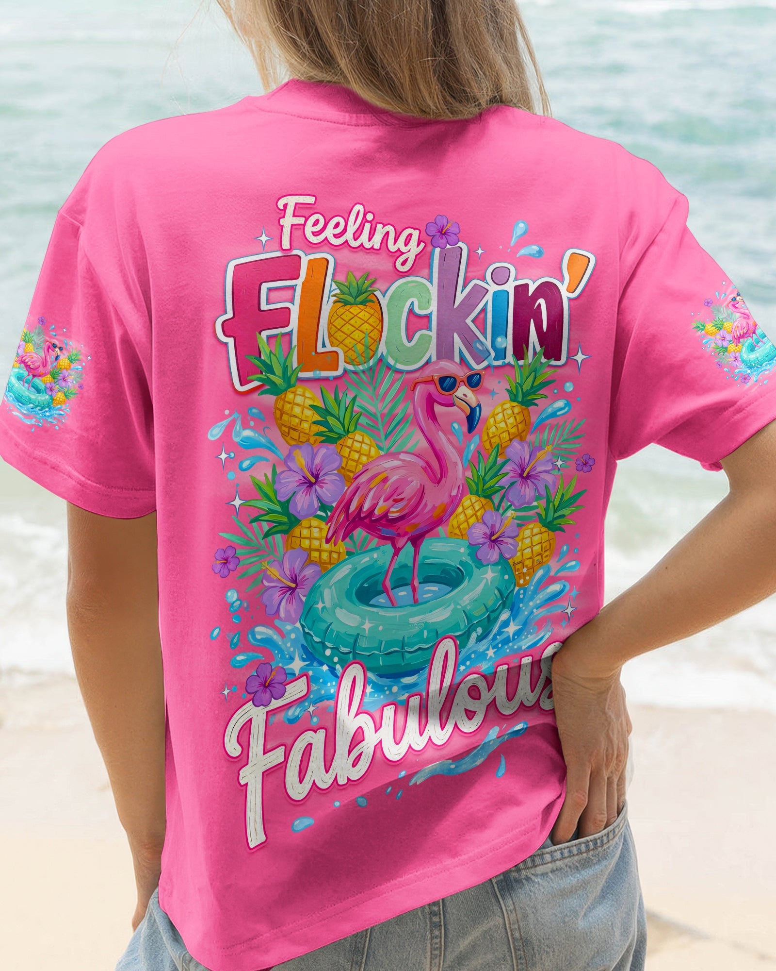 FEELING FLOCKIN' FABULOUS FLAMINGO ALL OVER PRINT - TYQY1004263