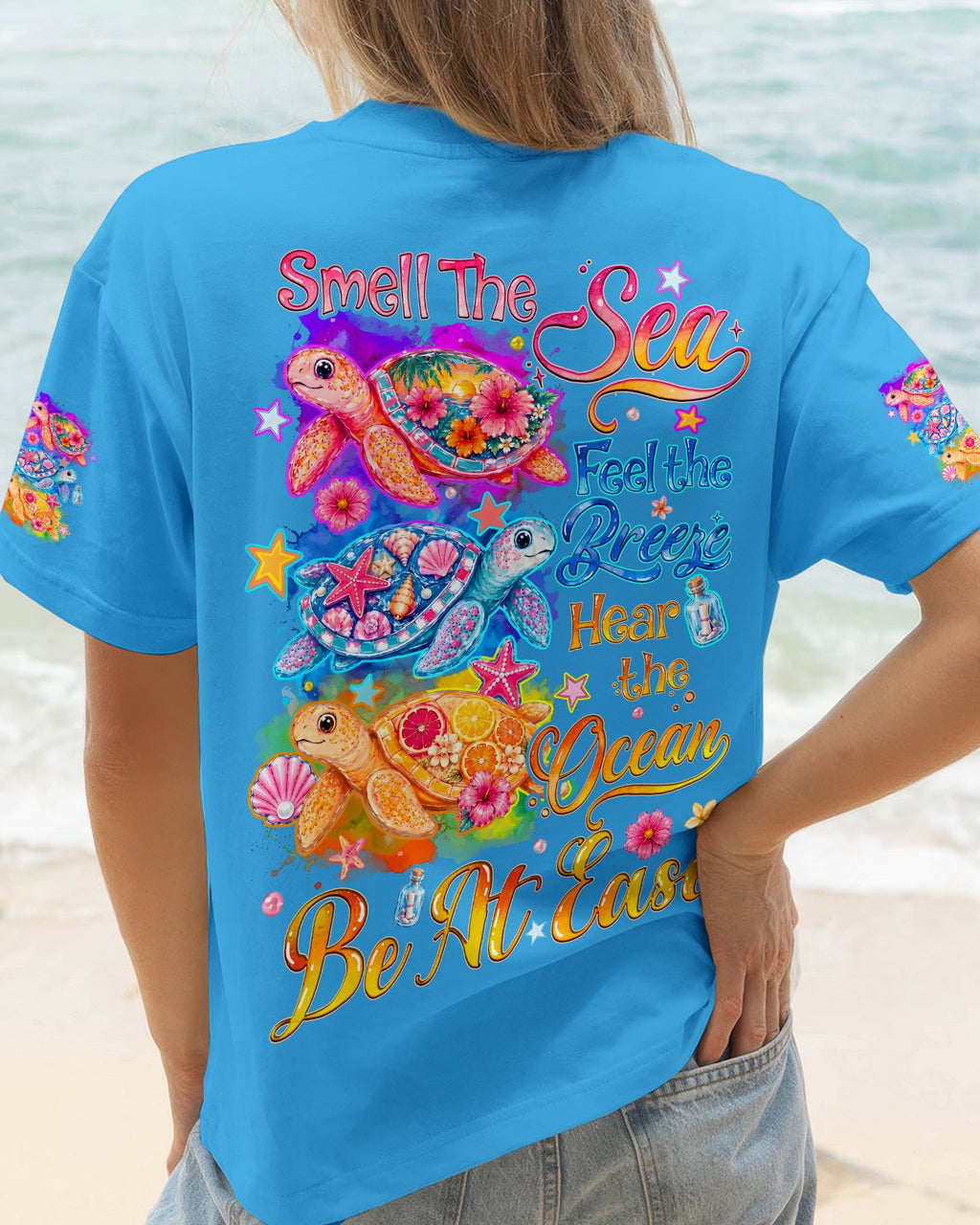 SMELL THE SEA FEEL THE BREEZE TURTLE ALL OVER PRINT - TYQY1505262