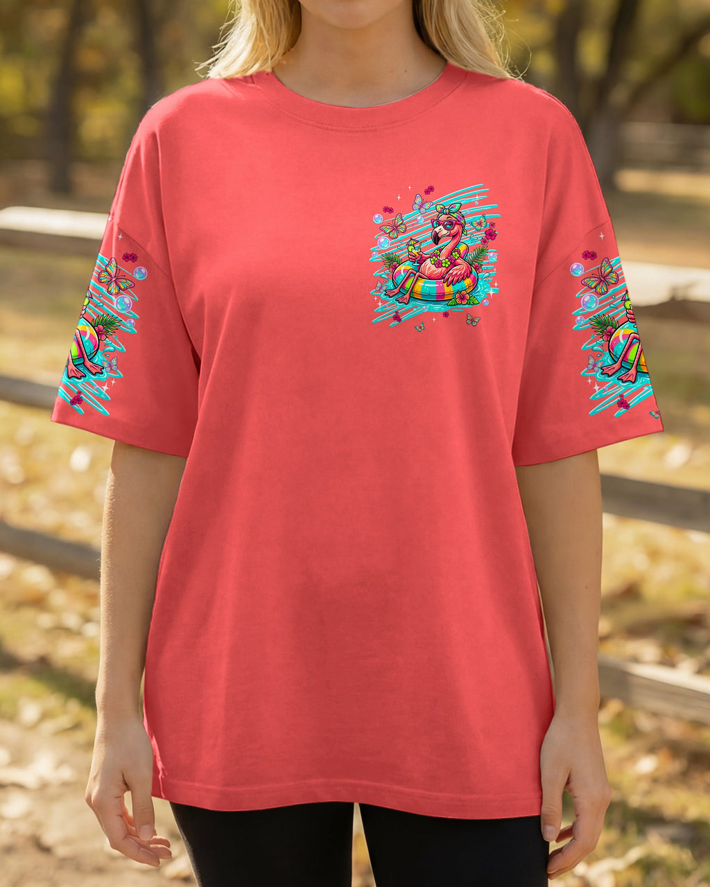 GO WITH THE FLOW FLAMINGO ALL OVER PRINT  - TLNT1806263