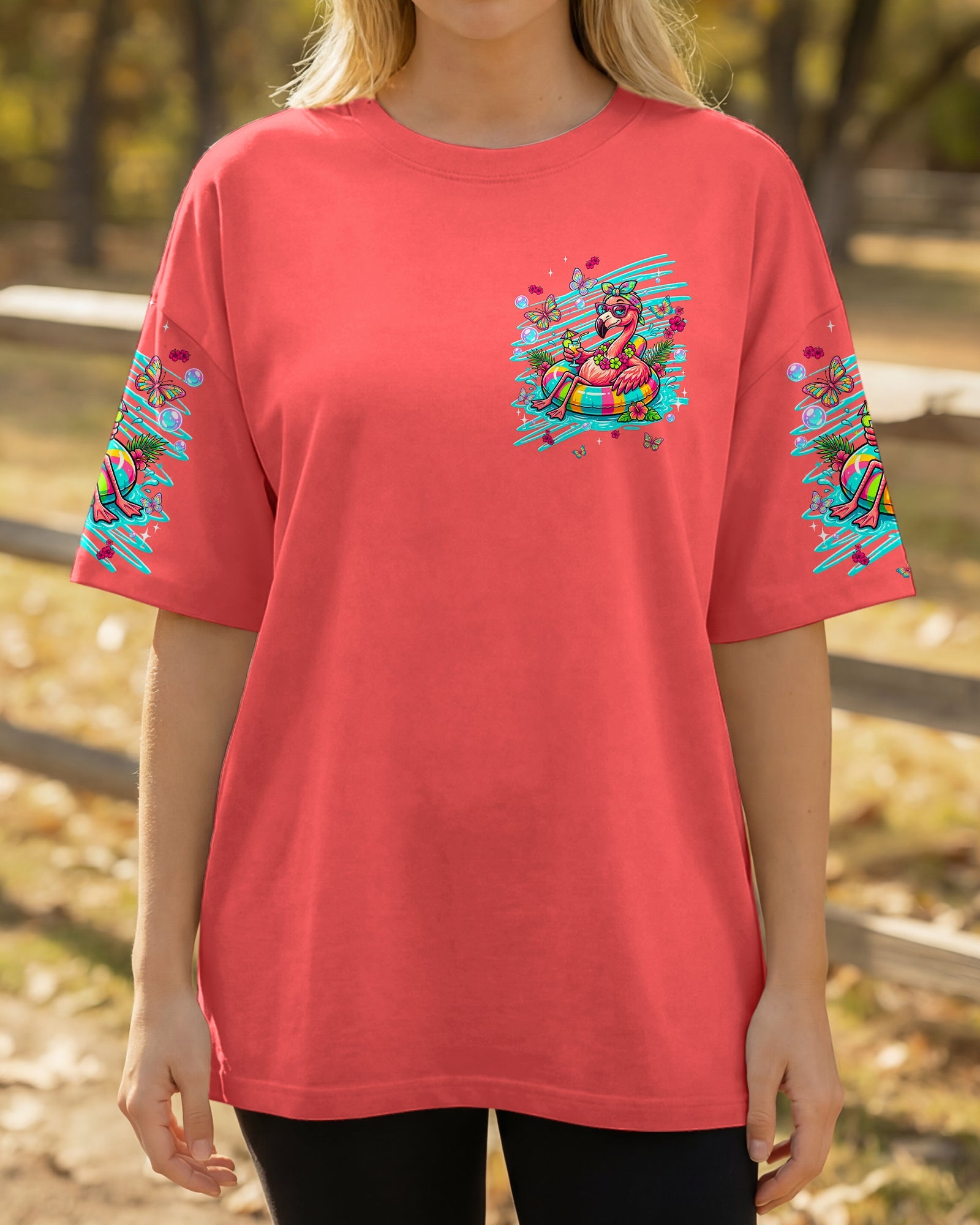 GO WITH THE FLOW FLAMINGO ALL OVER PRINT  - TLNT1806263