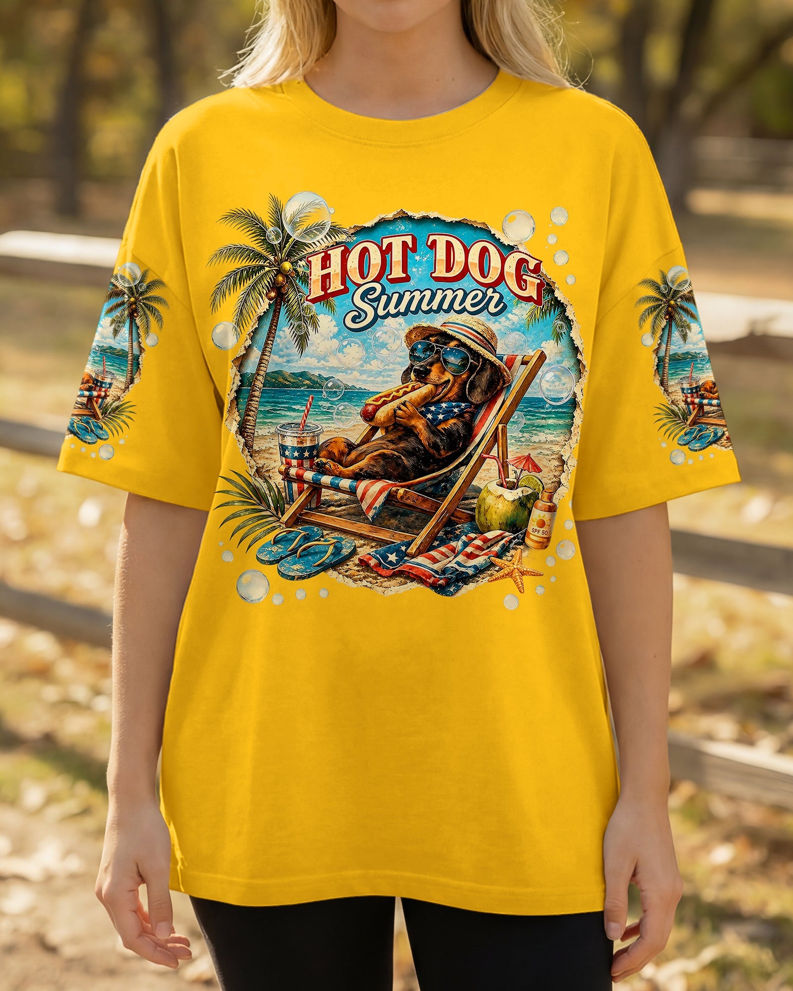 HOT DOG SUMMER DACHSHUND DOG ALL OVER PRINT  - TLHG0605261