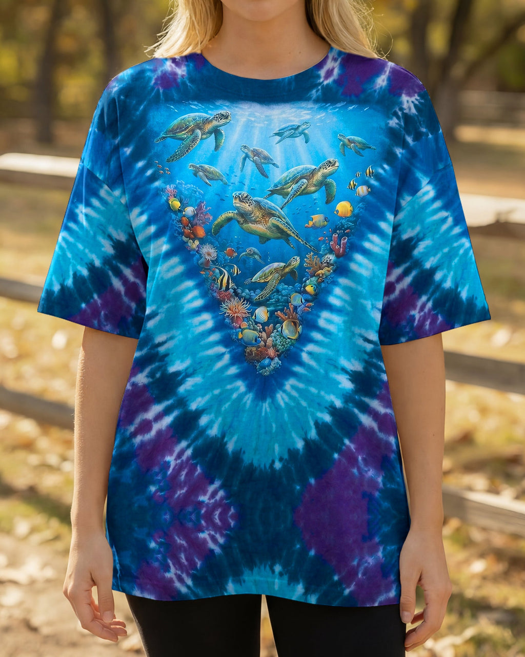 SALTWATER HEALS EVERYTHING OCEAN BLUE TURTLE BURST ALL OVER PRINT - TY0906261