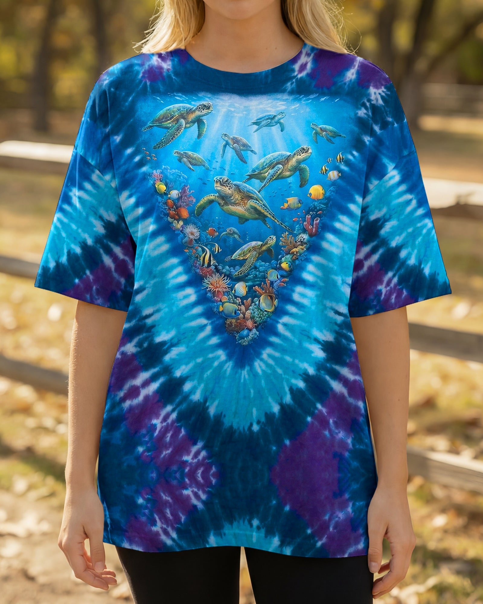 SALTWATER HEALS EVERYTHING OCEAN BLUE TURTLE BURST ALL OVER PRINT - TY0906261