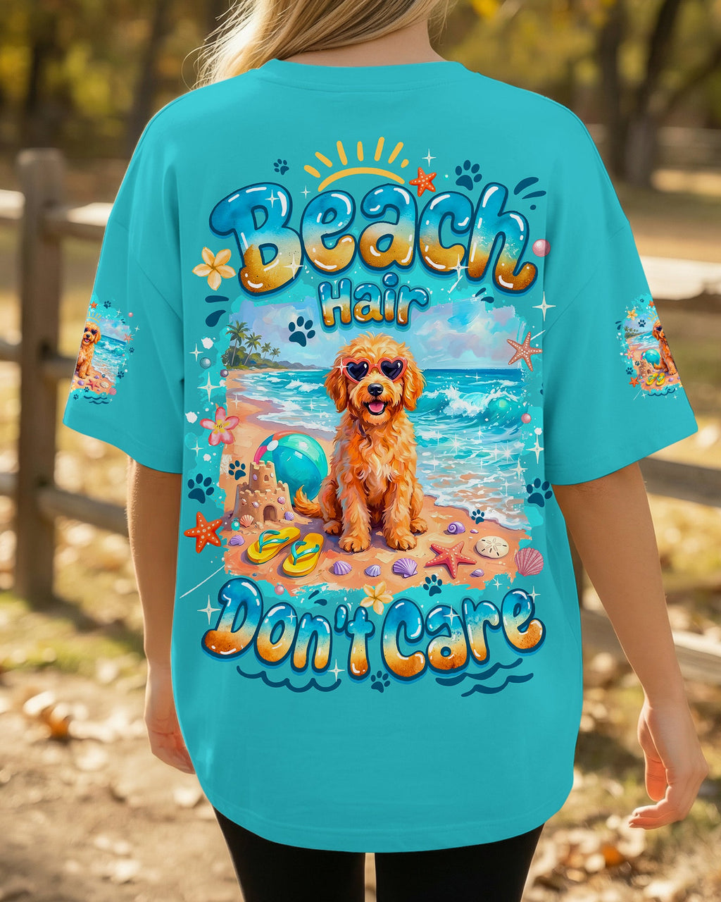 BEACH HAIR DON'T CARE GOLDEN DOODLE DOG ALL OVER PRINT - TYQY2005263