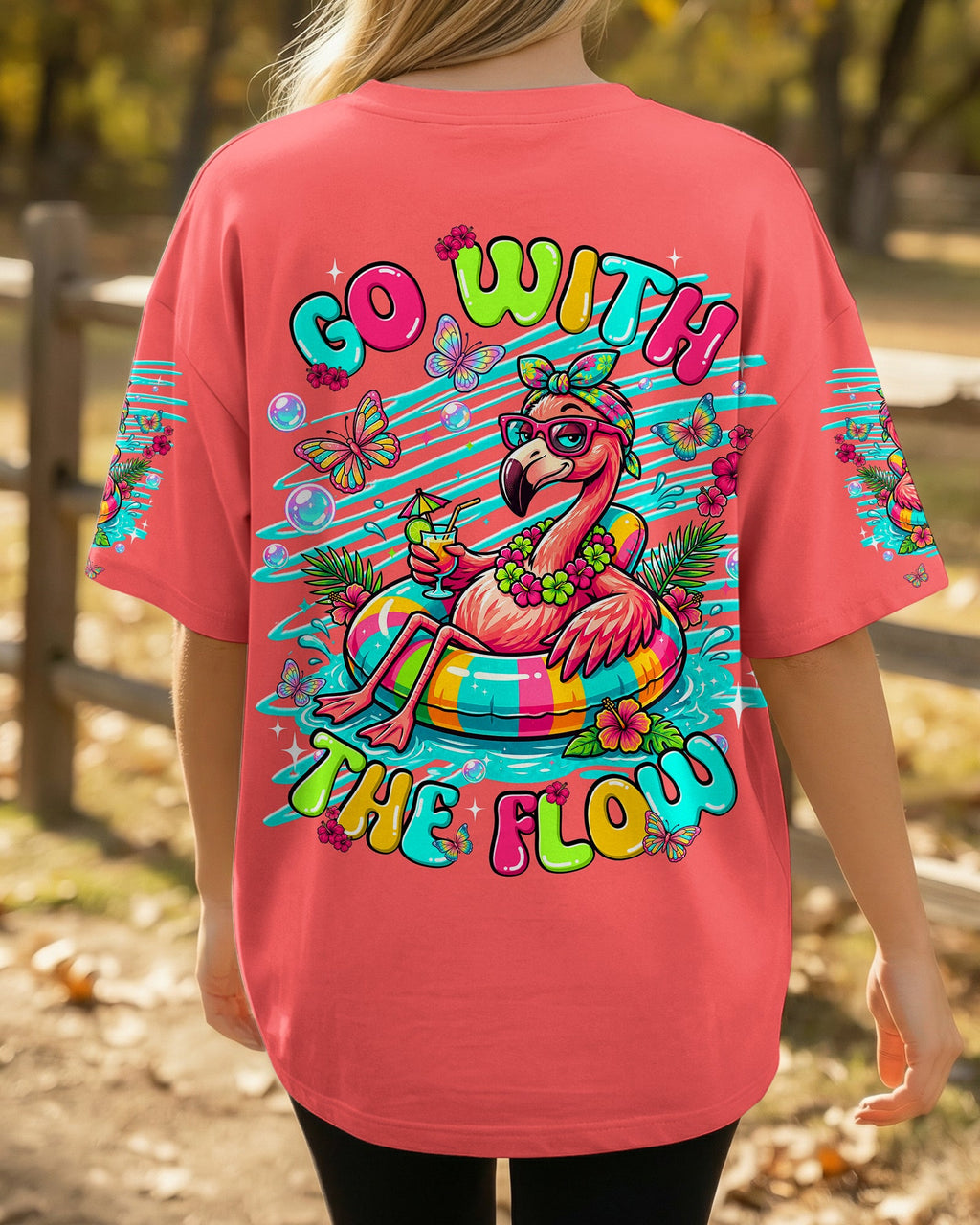 GO WITH THE FLOW FLAMINGO ALL OVER PRINT  - TLNT1806263