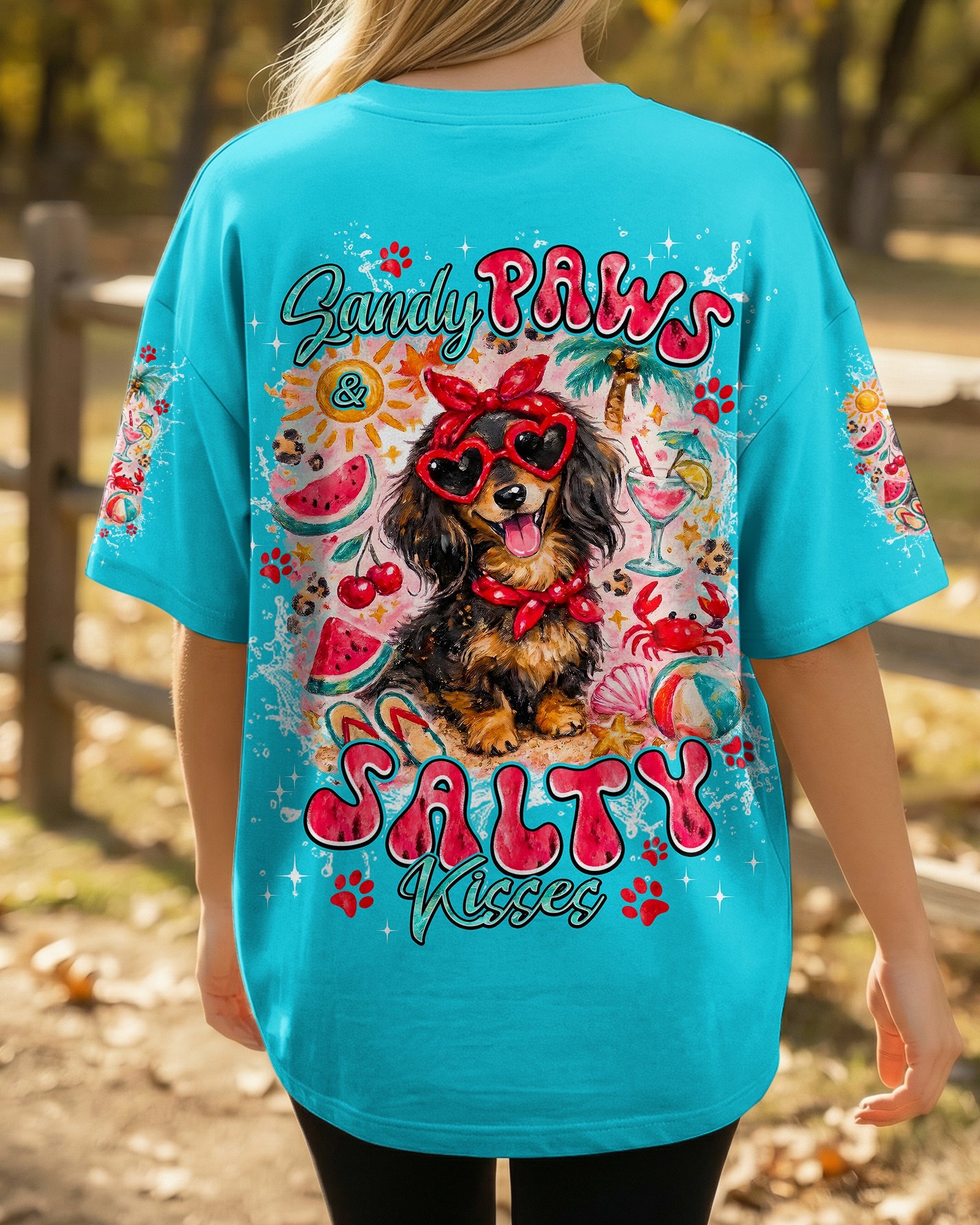 SANDY PAWS AND SALTY KISSES DACHSHUND ALL OVER PRINT - TYPQ2505262