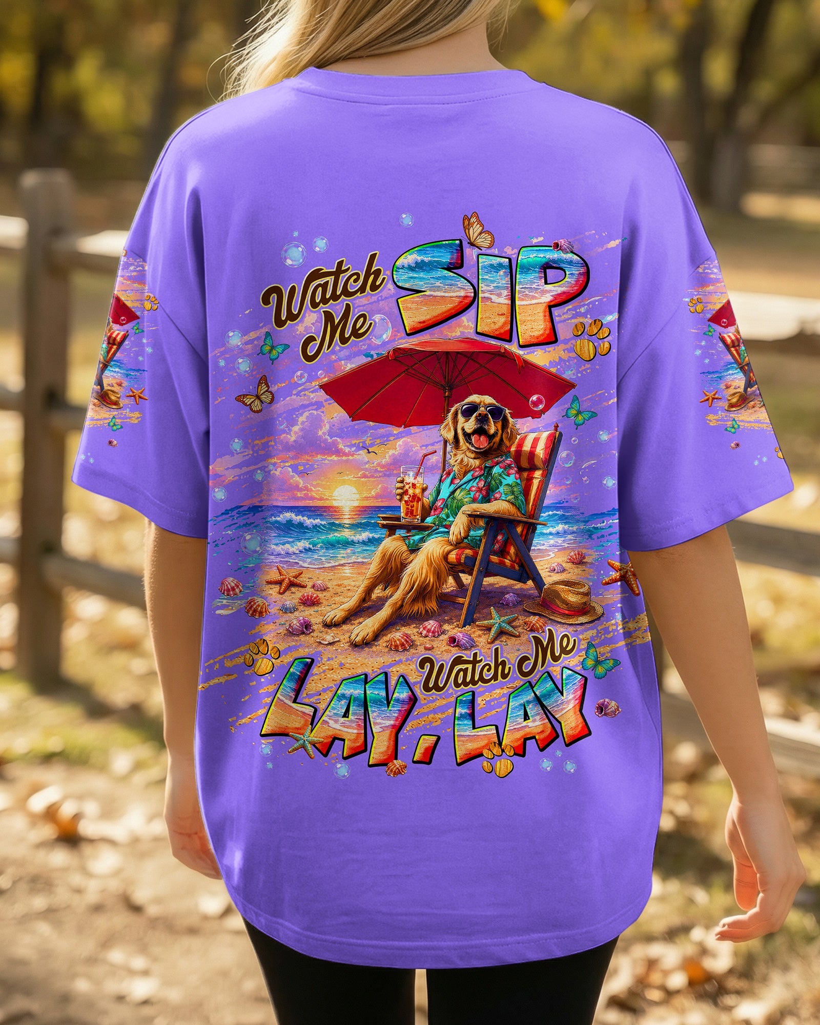 WATCH ME SIP GOLDEN RETRIEVER  DOG ALL OVER PRINT  - TLNT2605263