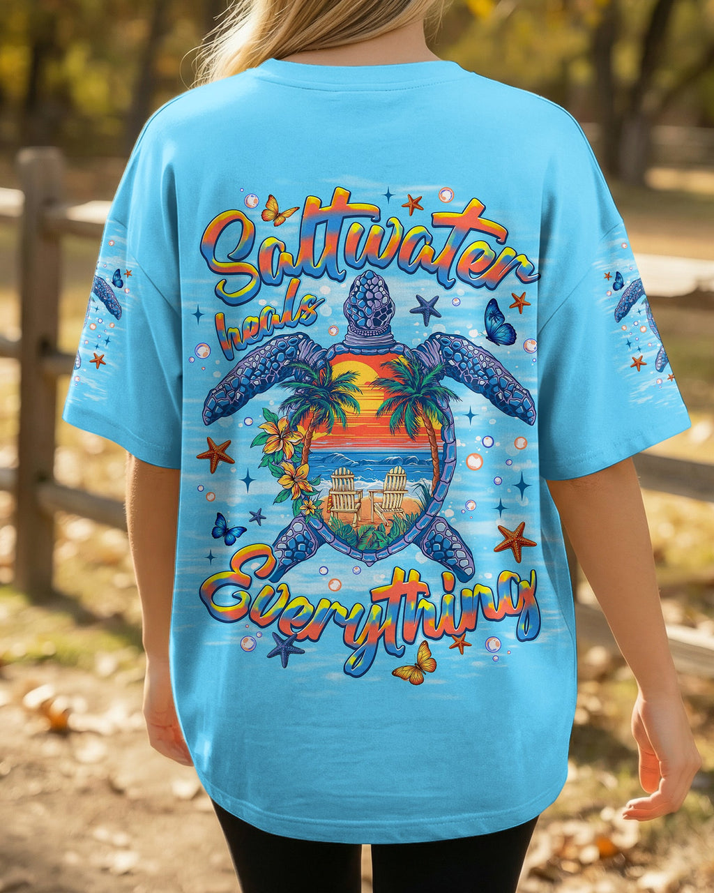 SALTWATER HEALS EVERYTHING TURTLE ALL OVER PRINT   - TLNT0406263