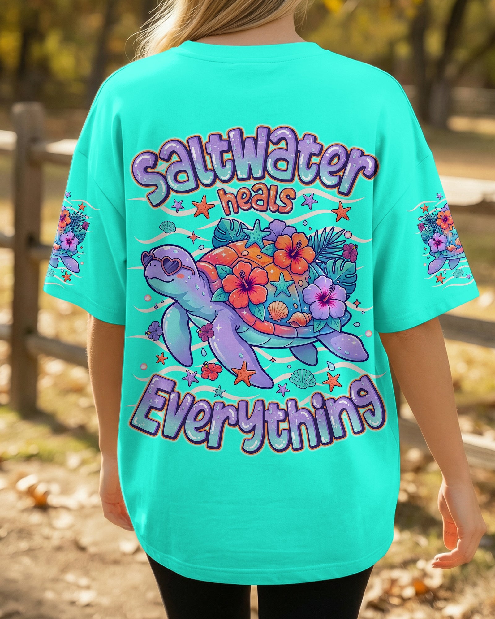 SALTWATER HEALS EVERYTHING TURTLE ALL OVER PRINT  - TLNO1507261