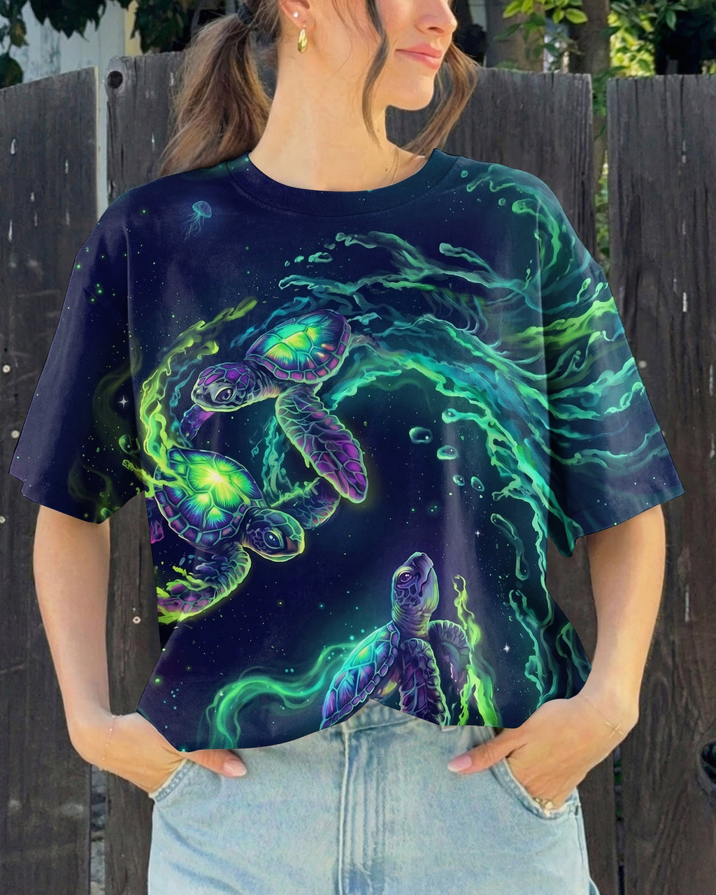 THREE TURTLES OF THE COSMIC TIDE ALL OVER PRINT - TLHN1707263