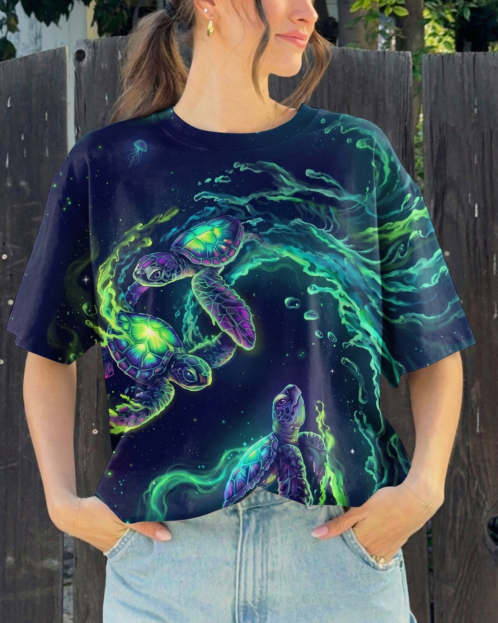 THREE TURTLES OF THE COSMIC TIDE ALL OVER PRINT - TLHN1707263