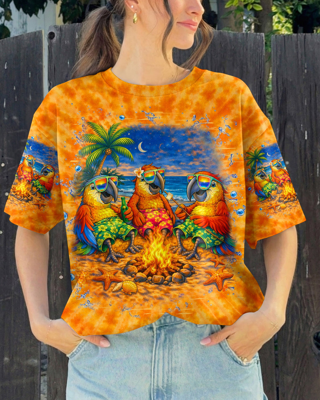 I'M ON ISLAND TIME PARROT SWIRL ALL OVER PRINT    - TLHN0705262