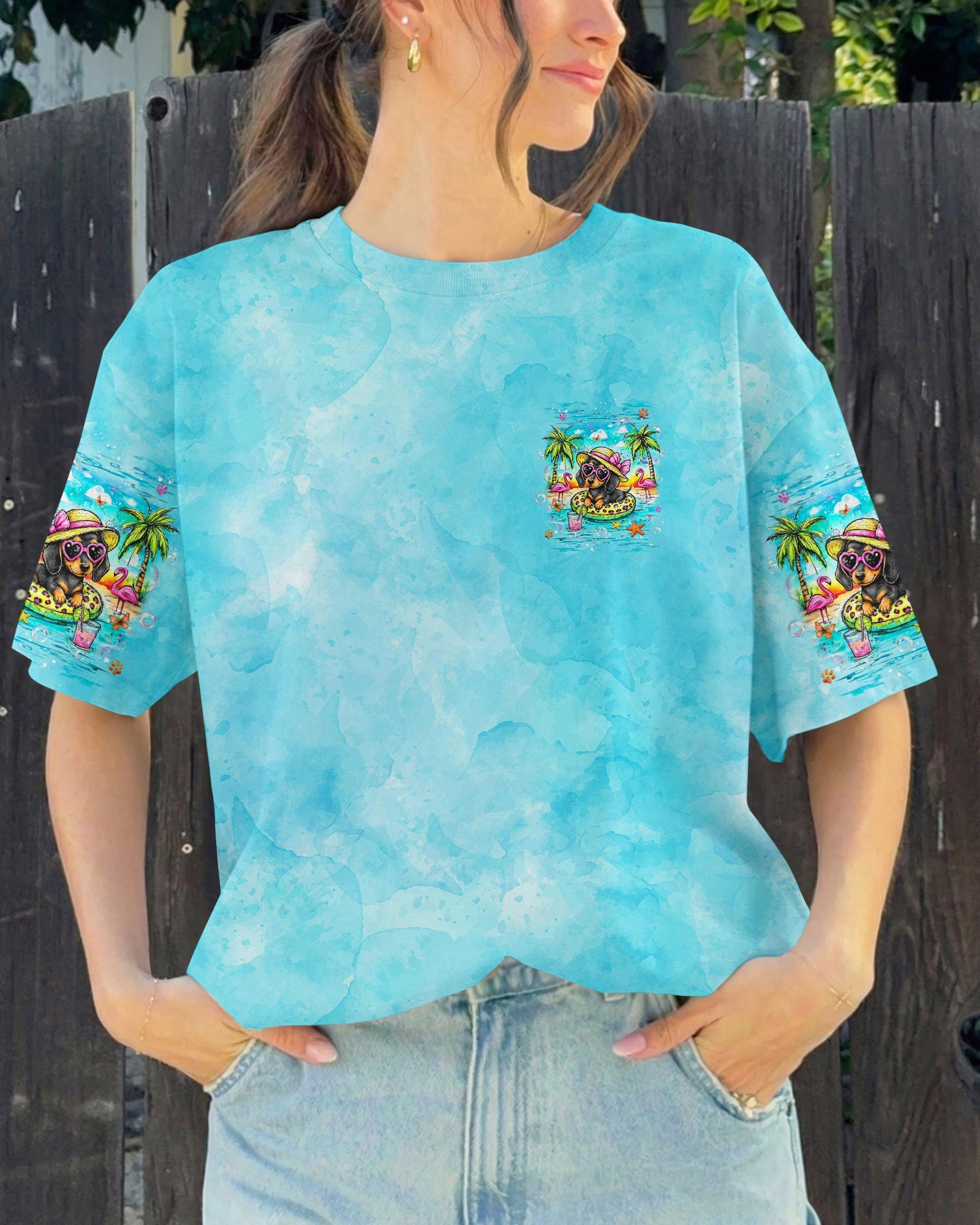 FLOAT DRINK TAN REPEAT DACHSHUND DOG ALL OVER PRINT -  TLHG2205263