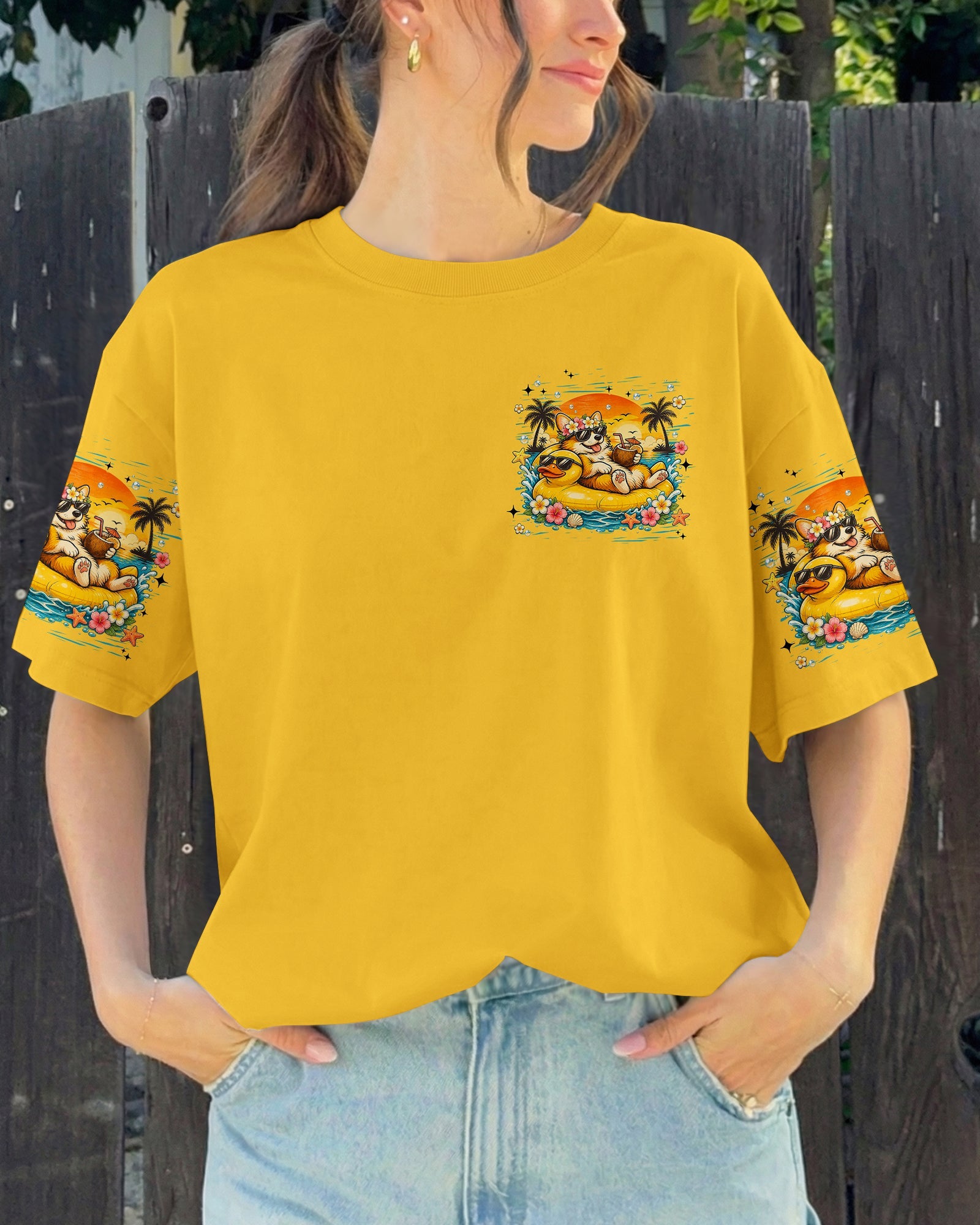 MEET ME AT MY HAPPY PLACE CORGI DOG ALL OVER PRINT   - TLHN2605263