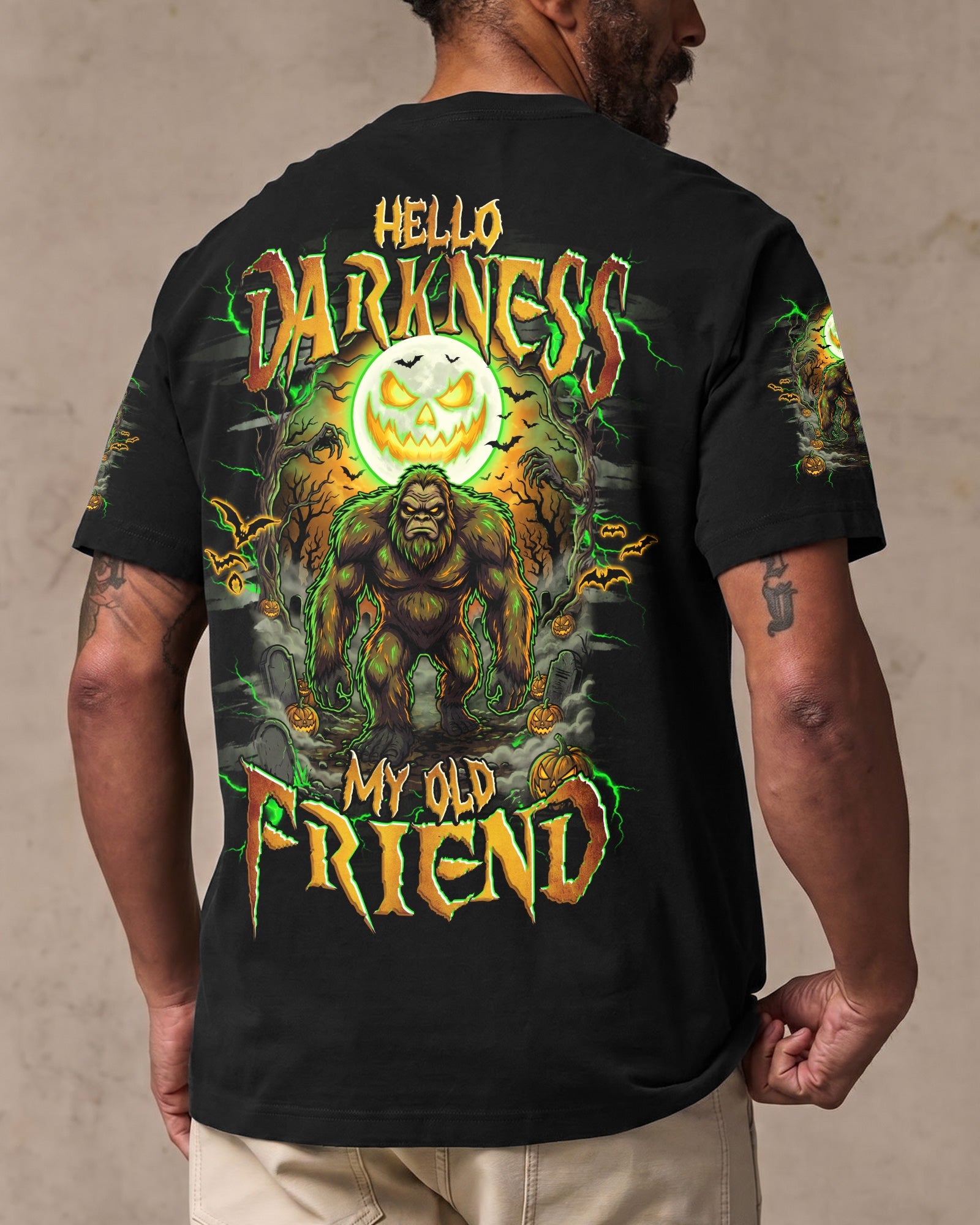 HELLO DARKNESS MY OLD FRIEND BIGFOOT HALLOWEEN ALL OVER PRINT  - TLHG2007263