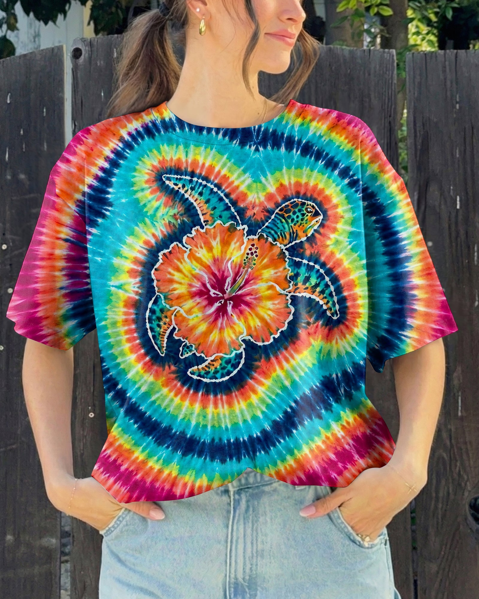 HIBISCUS SEA TURTLE SWIRL ALL OVER PRINT - TLHG1607262