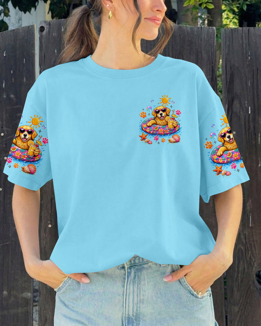 I WAS MADE FOR SUNNY DAYS GOLDEN RETRIEVER DOG ALL OVER PRINT   - TLTW0906261
