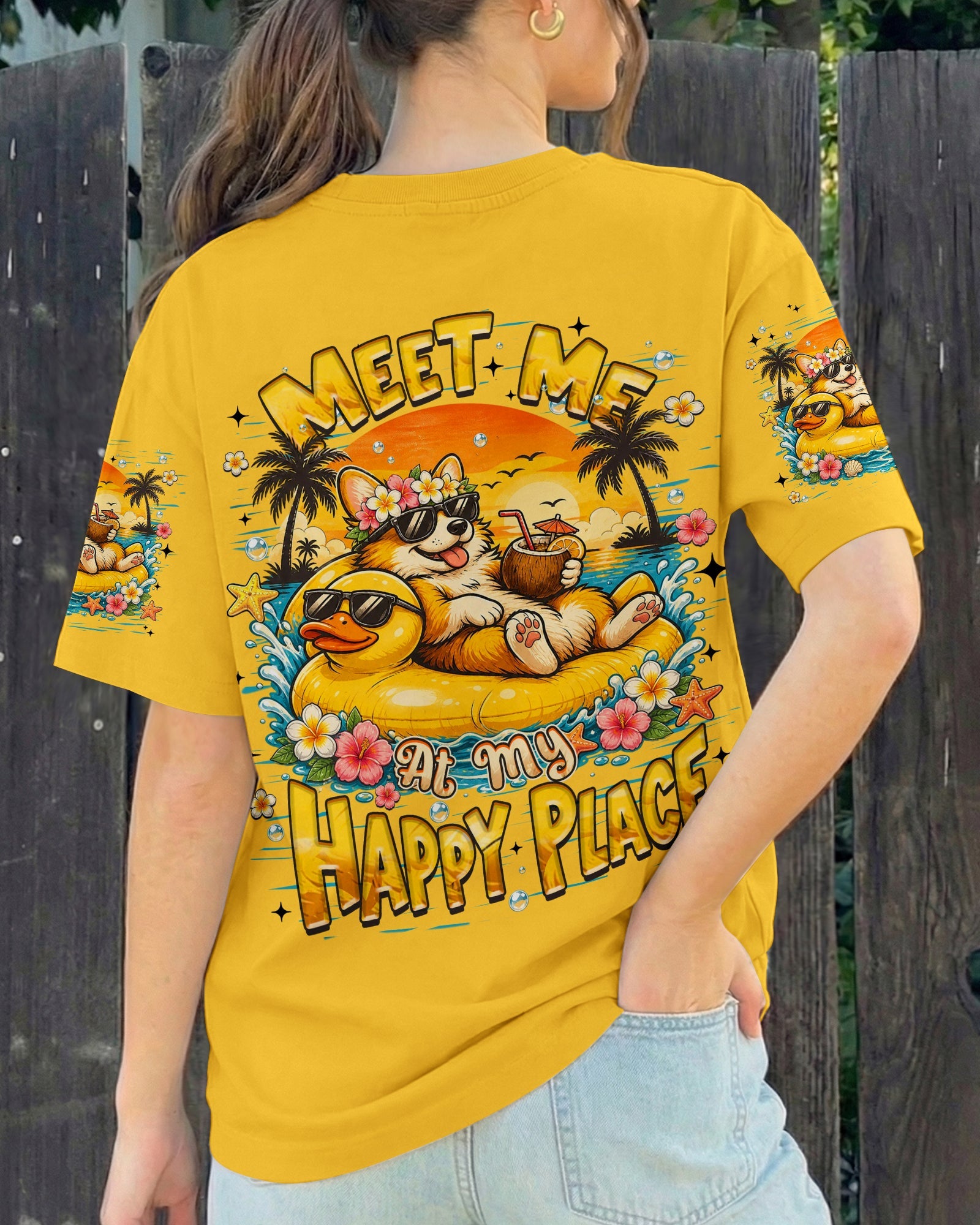 MEET ME AT MY HAPPY PLACE CORGI DOG ALL OVER PRINT   - TLHN2605263