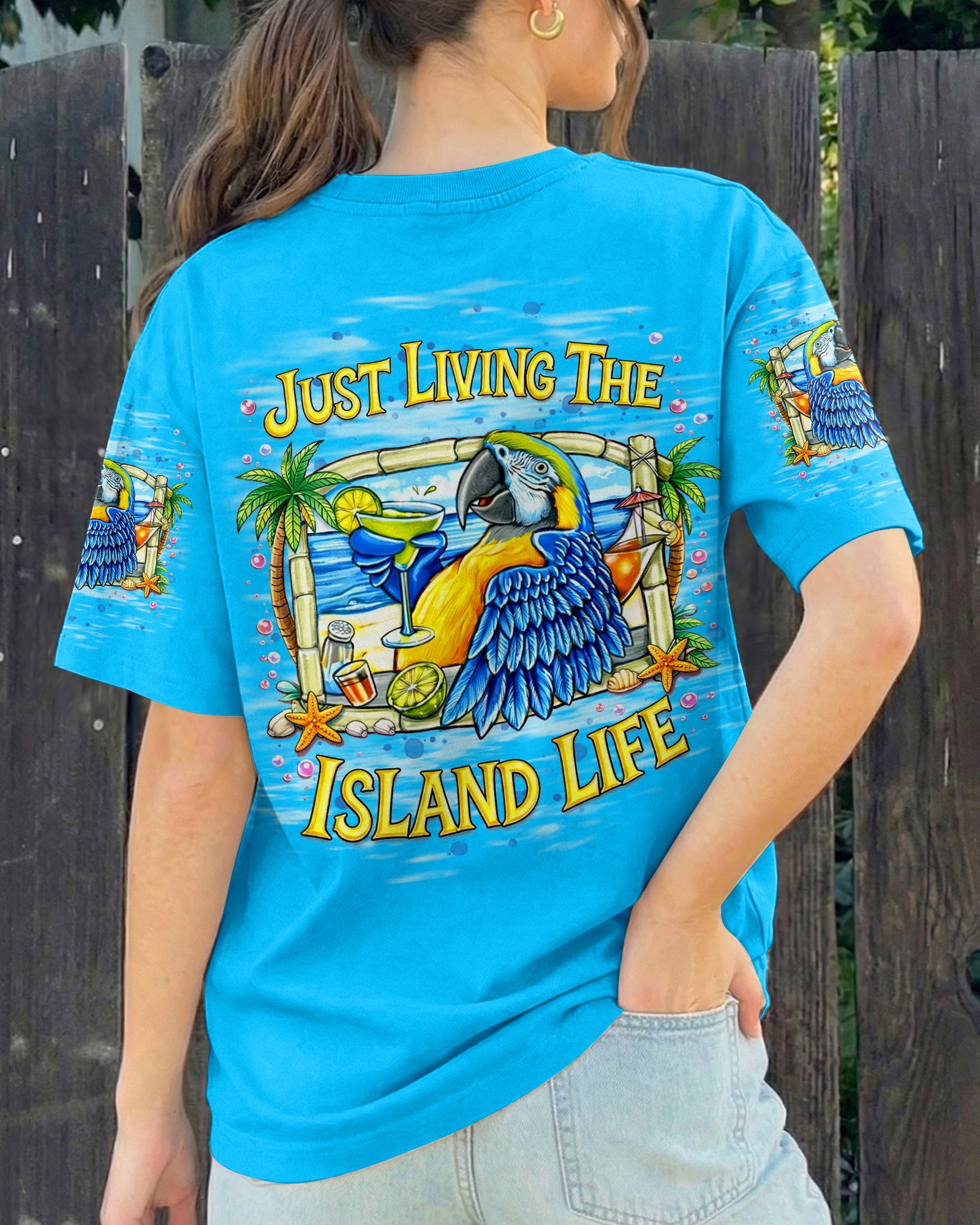 JUST LIVING THE ISLAND LIFE PARROT ALL OVER PRINT  - TLNT1205262