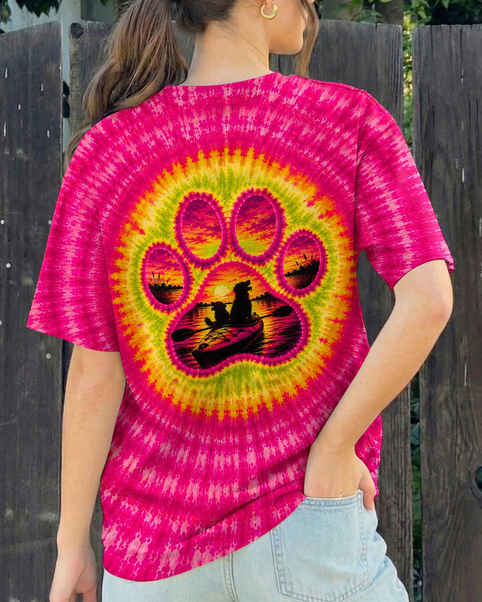 PAW PRINT KAYAK DOG SUNSET ALL OVER PRINT - TLNT0207265