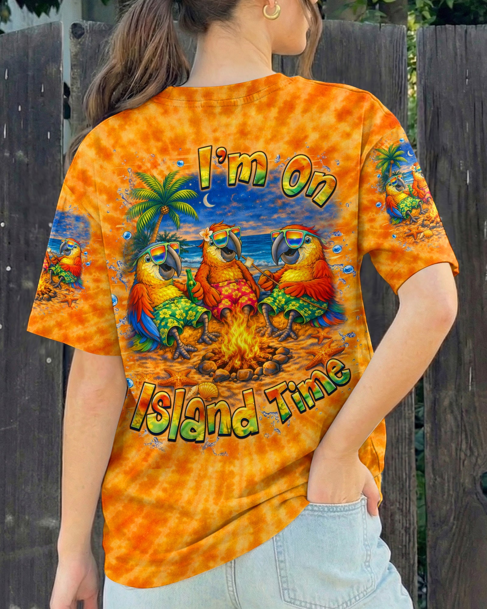 I'M ON ISLAND TIME PARROT SWIRL ALL OVER PRINT    - TLHN0705262