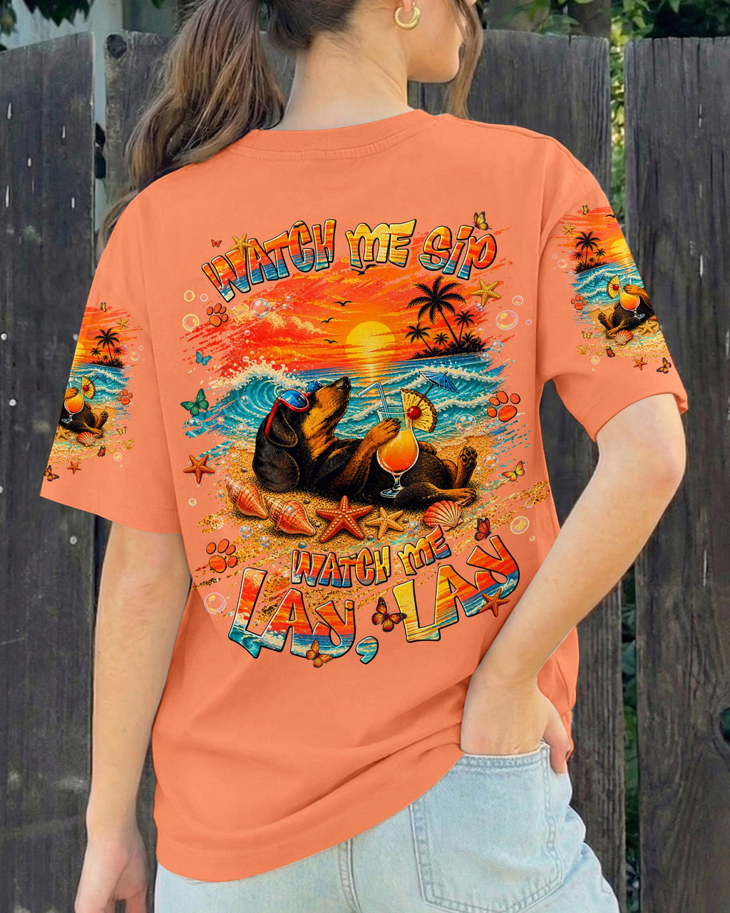 WATCH ME SIP DACHSHUND DOG ALL OVER PRINT  - TLNT2005263