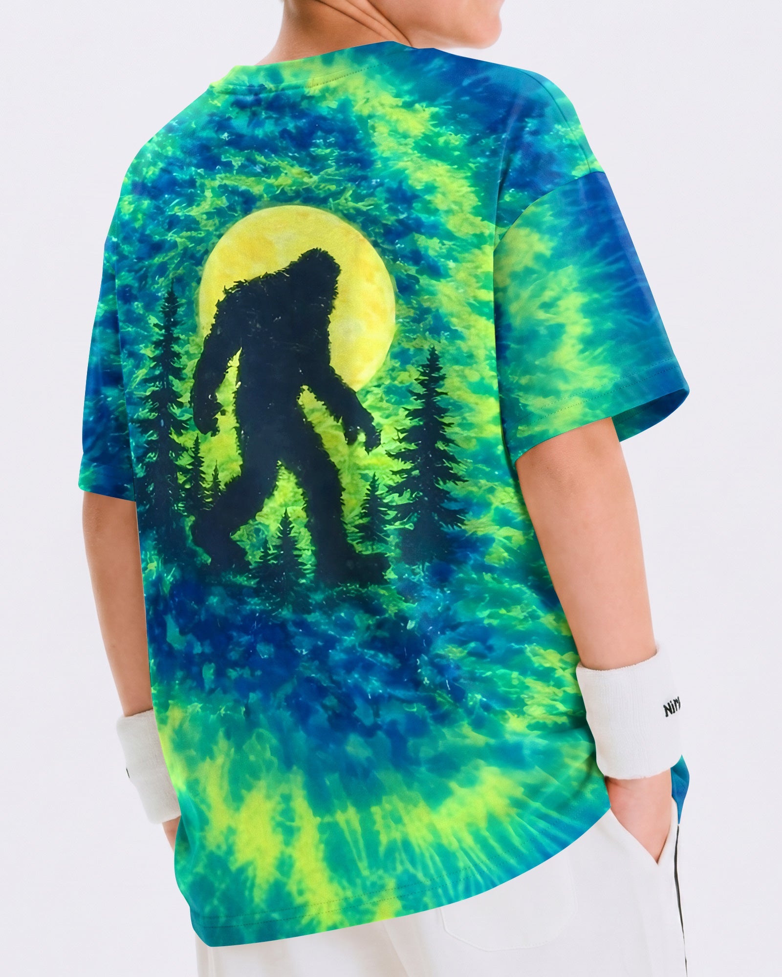 BIGFOOT IN THE FOREST GREEN BLUE SWIRL KIDS ALL OVER PRINT  - TLNO0906261