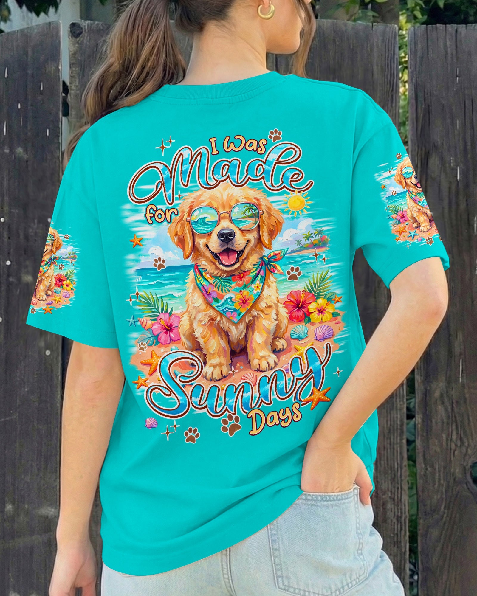 I WAS MADE FOR SUNNY DAYS GOLDEN RETRIEVER DOG ALL OVER PRINT - TYPQ2105263