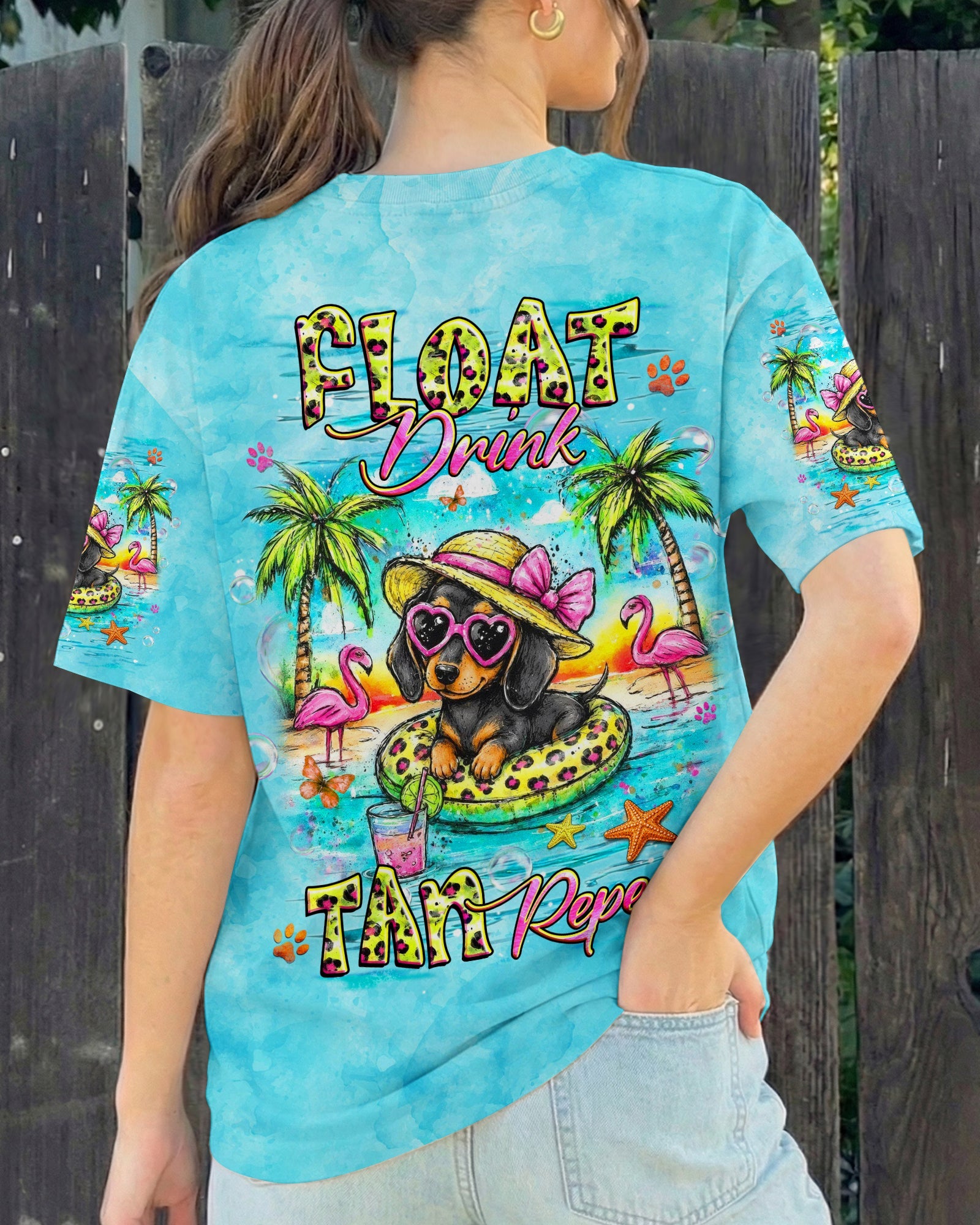 FLOAT DRINK TAN REPEAT DACHSHUND DOG ALL OVER PRINT -  TLHG2205263