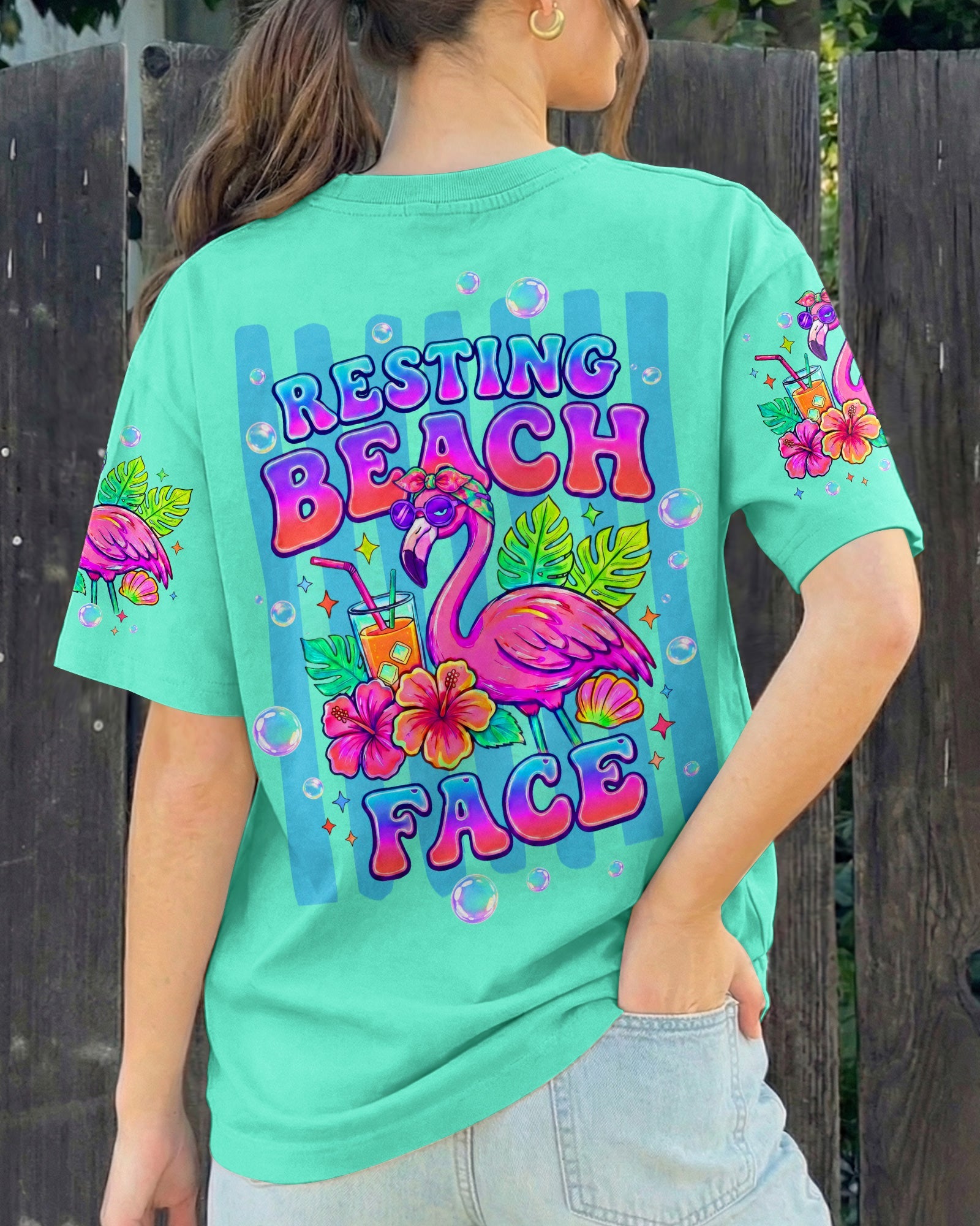 RESTING BEACH FACE FLAMINGO ALL OVER PRINT - TLTW1806264