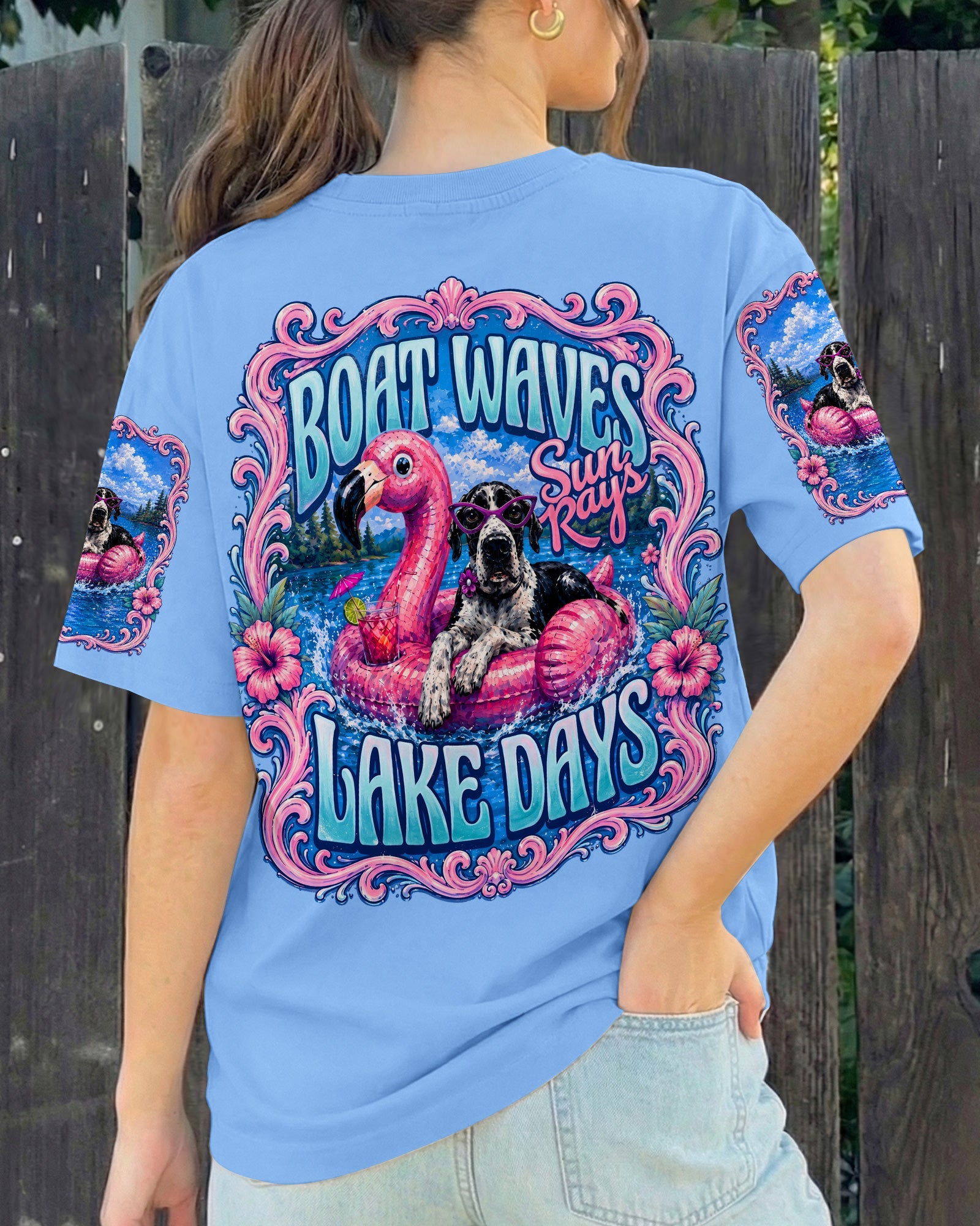 FLAMINGO FLOAT LAKE GREAT DANE DOG SUMMER ALL OVER PRINT – RI2205261