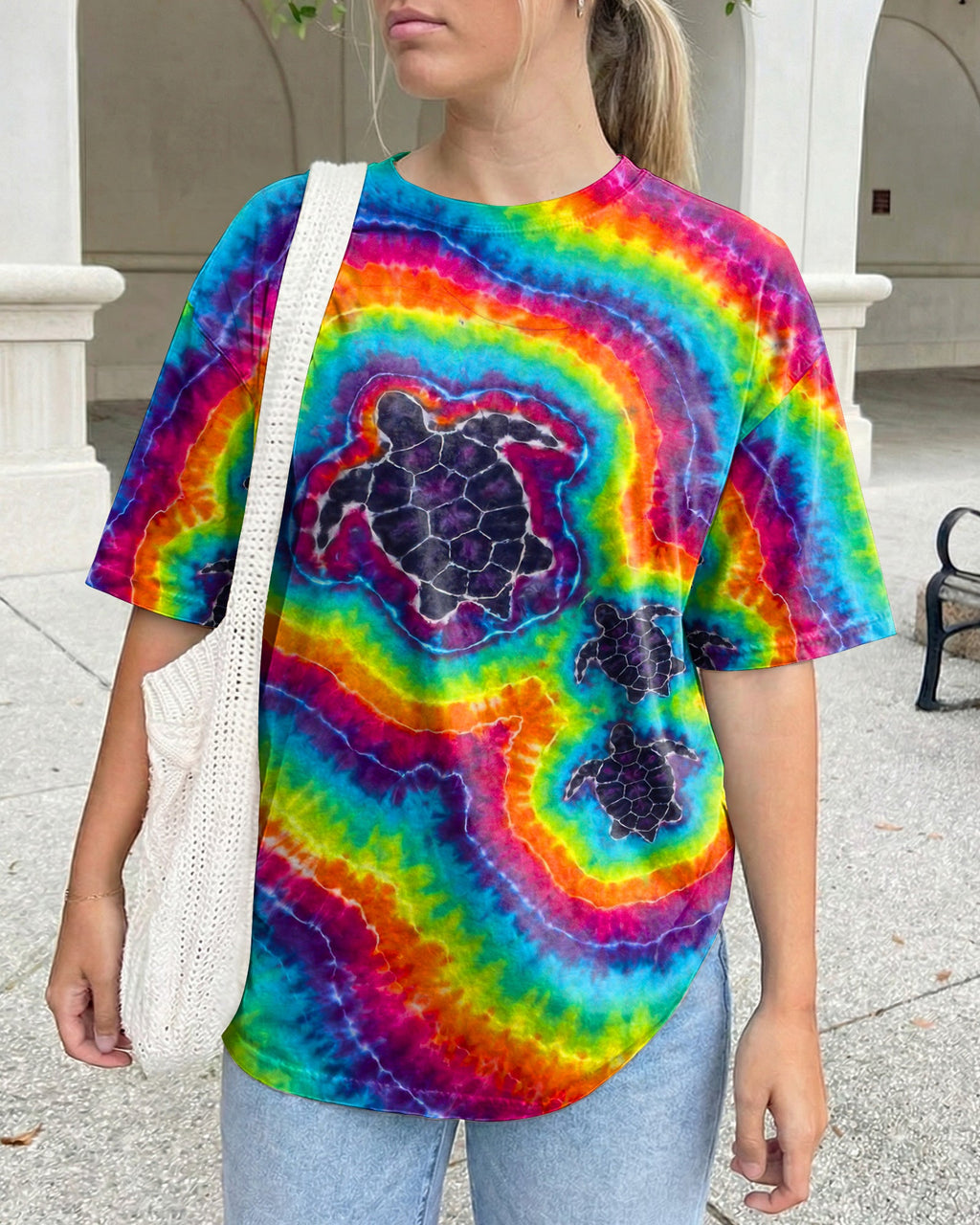 THREE SEA TURTLES COLORFUL SWIRL  ALL OVER PRINT  - TLTW1906263