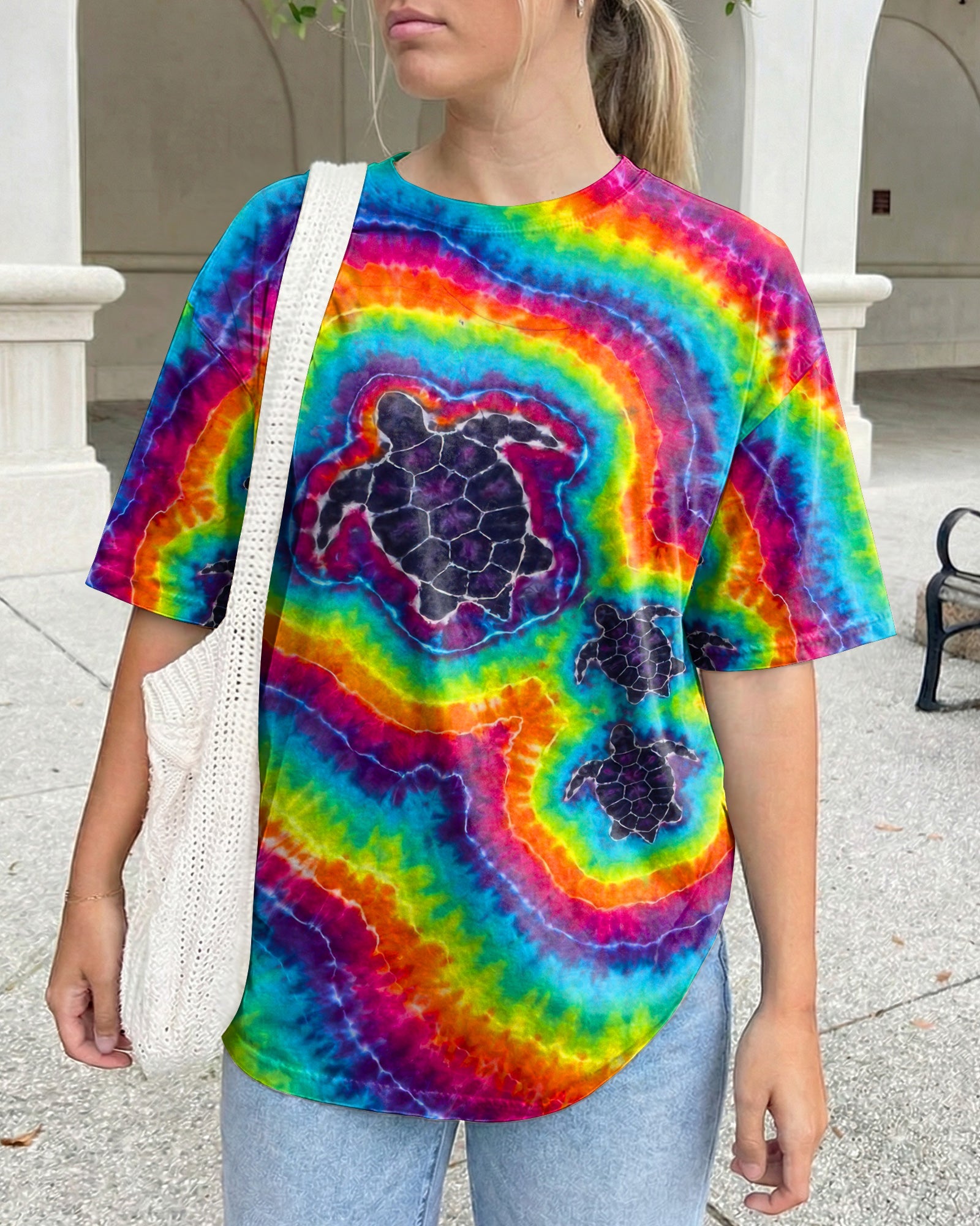 THREE SEA TURTLES COLORFUL SWIRL  ALL OVER PRINT  - TLTW1906263