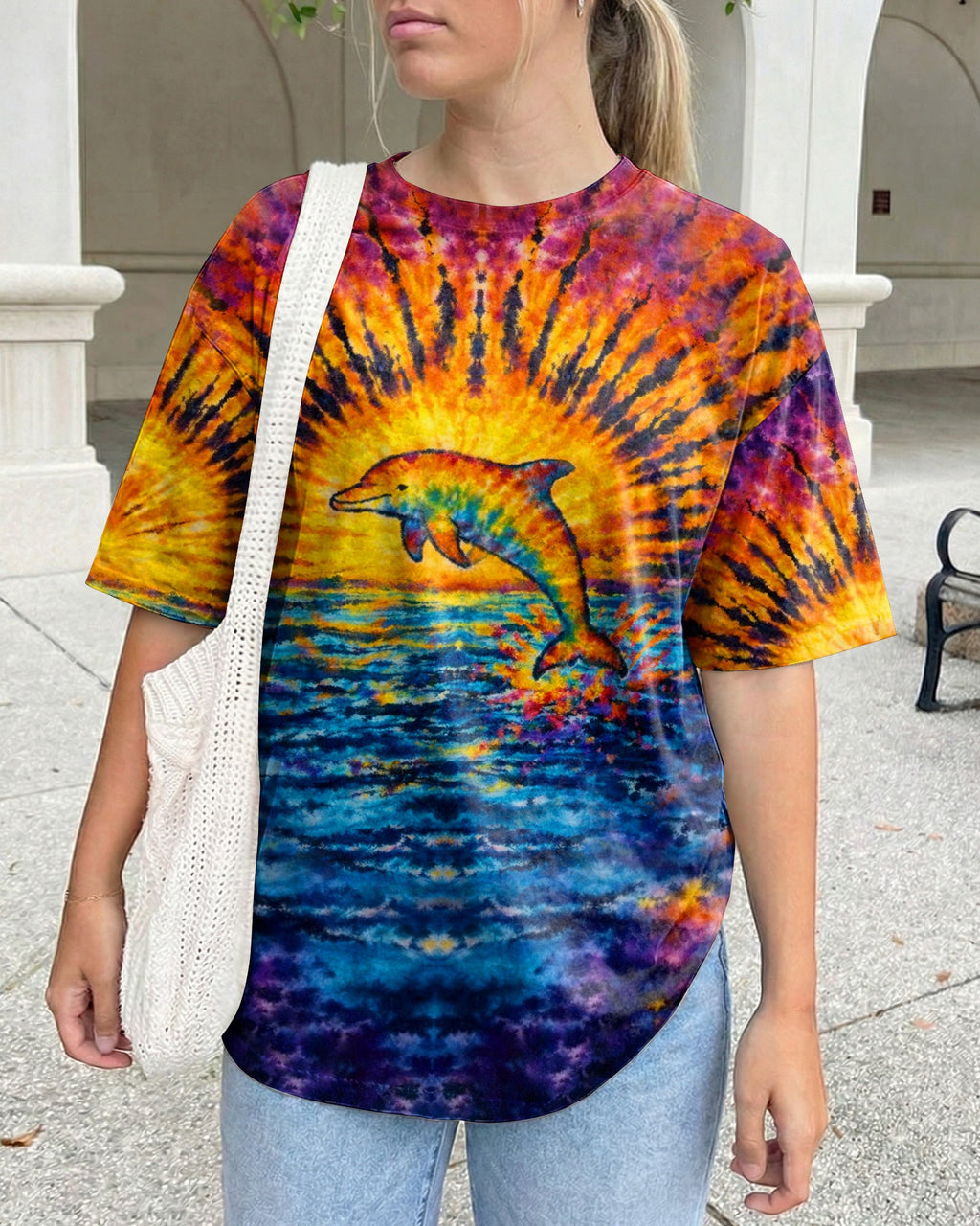 DOLPHIN SUNSET WATERCOLOR PATTERN ALL OVER PRINT - TLHN0904262