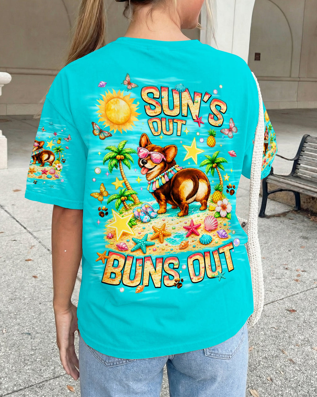 SUN'S OUT BUNS OUT CORGI  DOG ALL OVER PRINT   - TLNT0906252